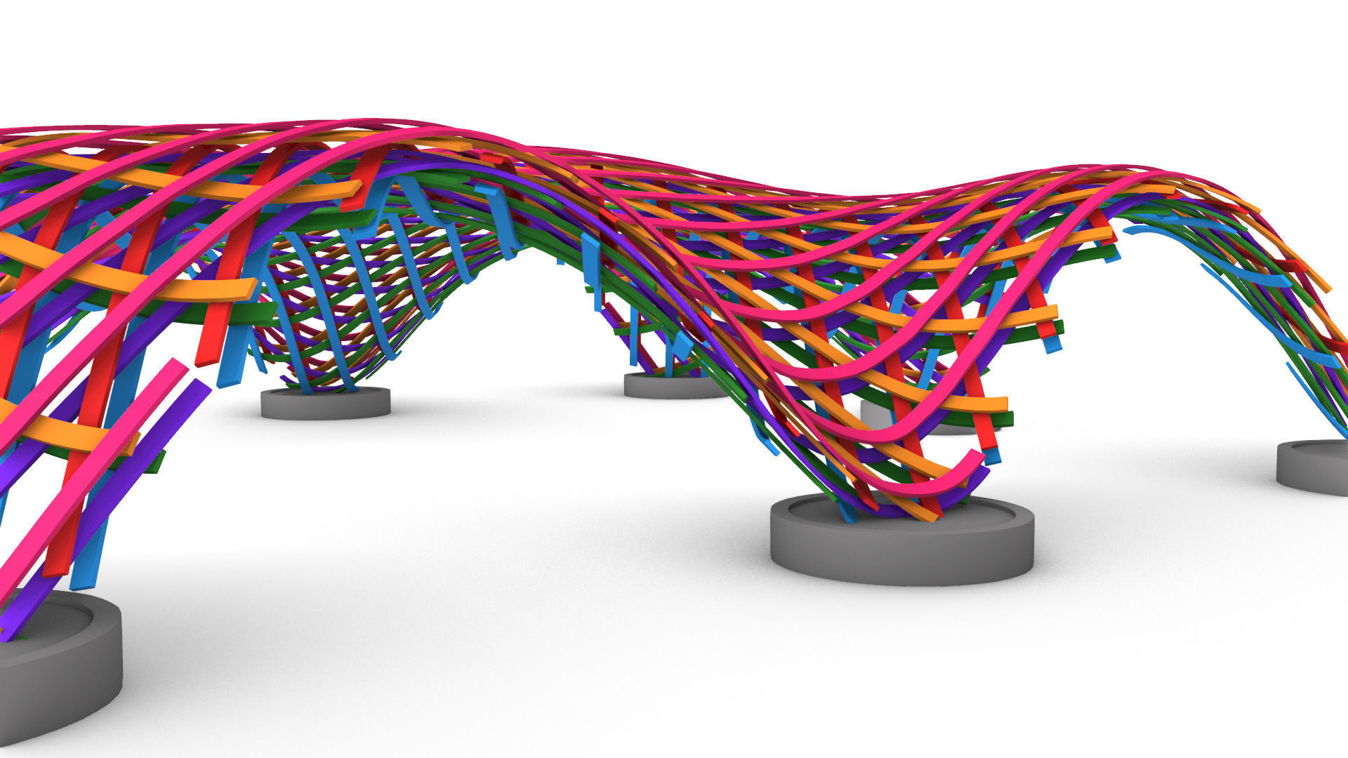 Layered Beams Parametric Pavilion 3D model_10
