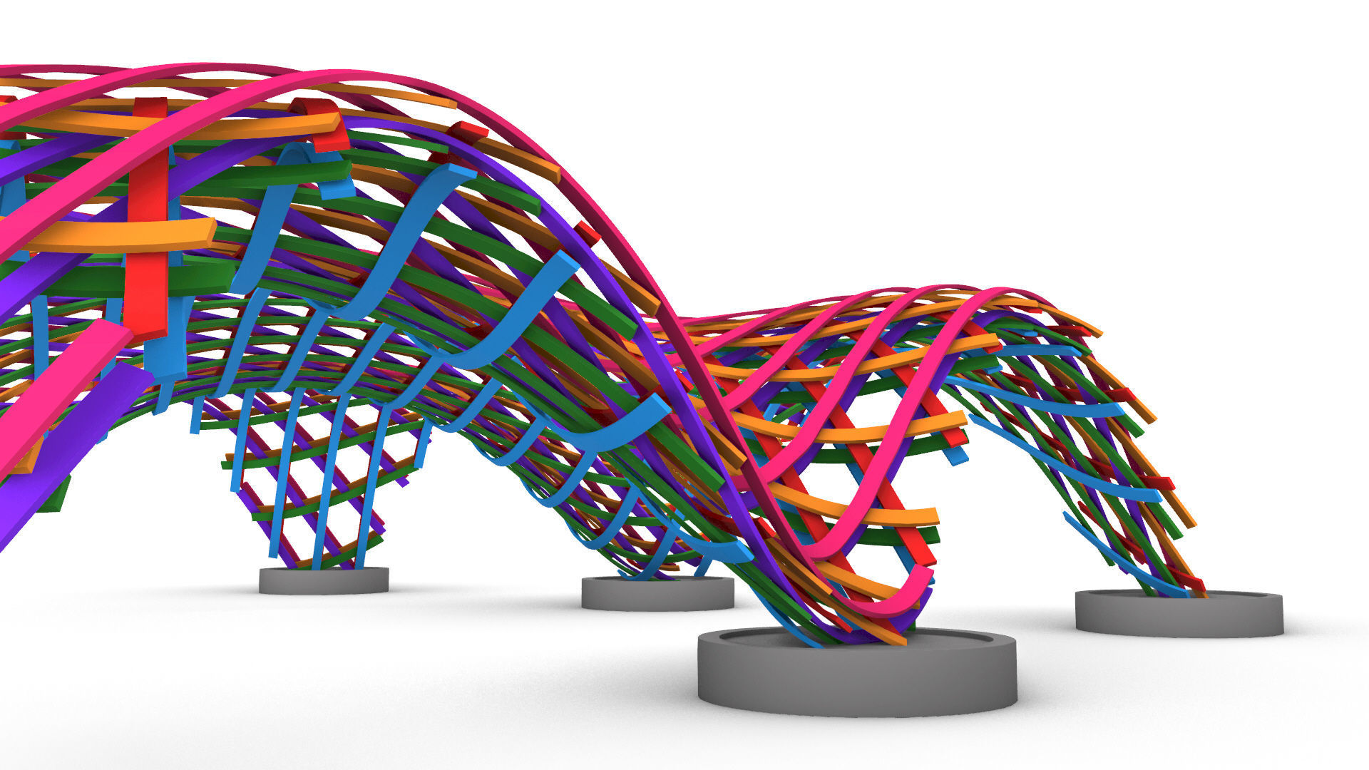 Layered Beams Parametric Pavilion 3D model_46