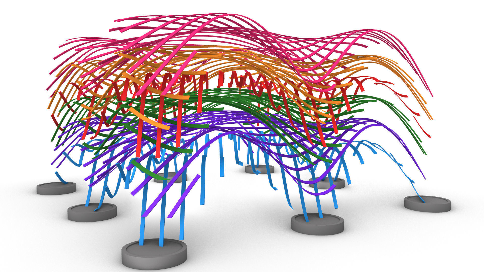 Layered Beams Parametric Pavilion 3D model_12