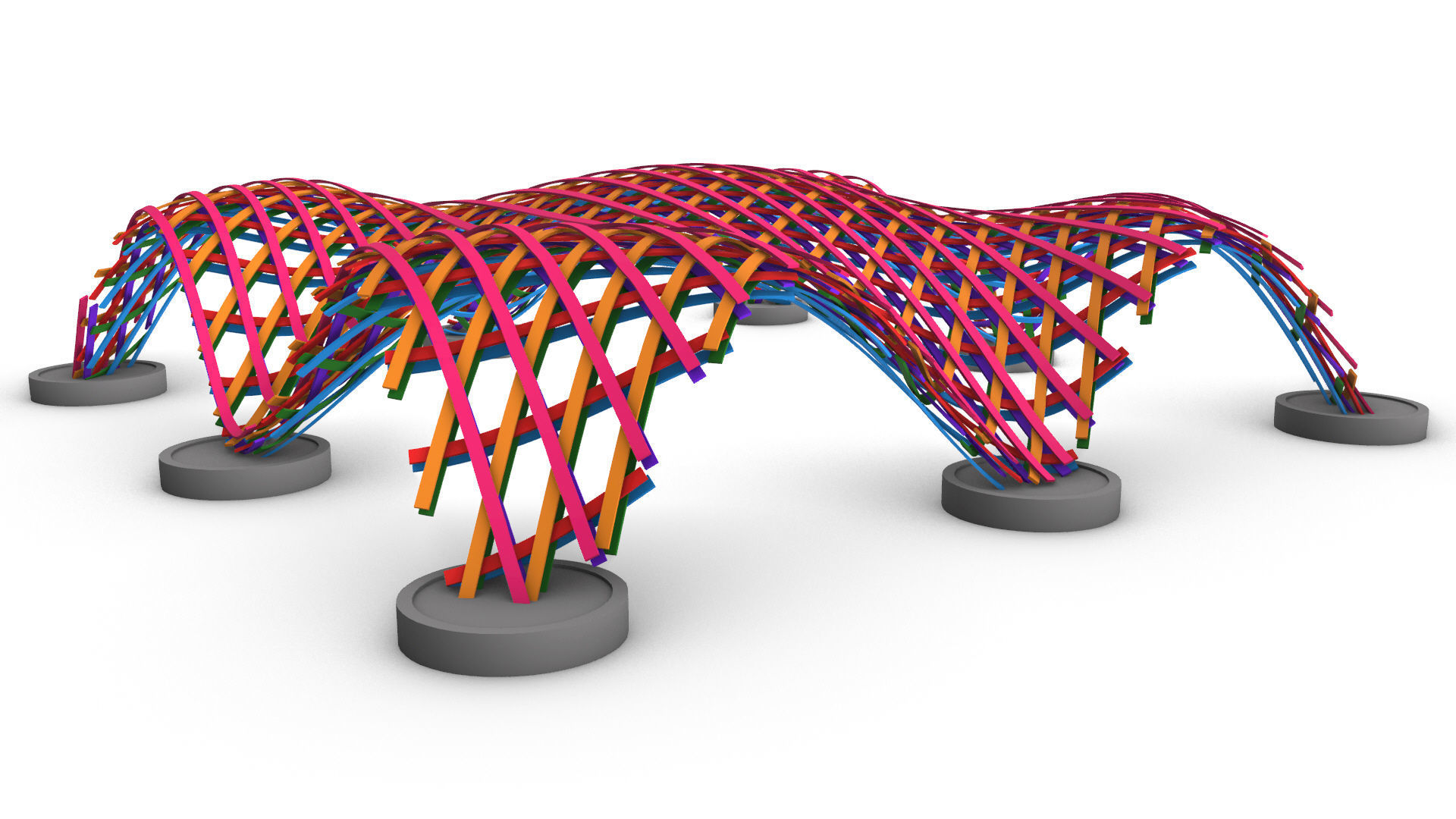 Layered Beams Parametric Pavilion 3D model_4