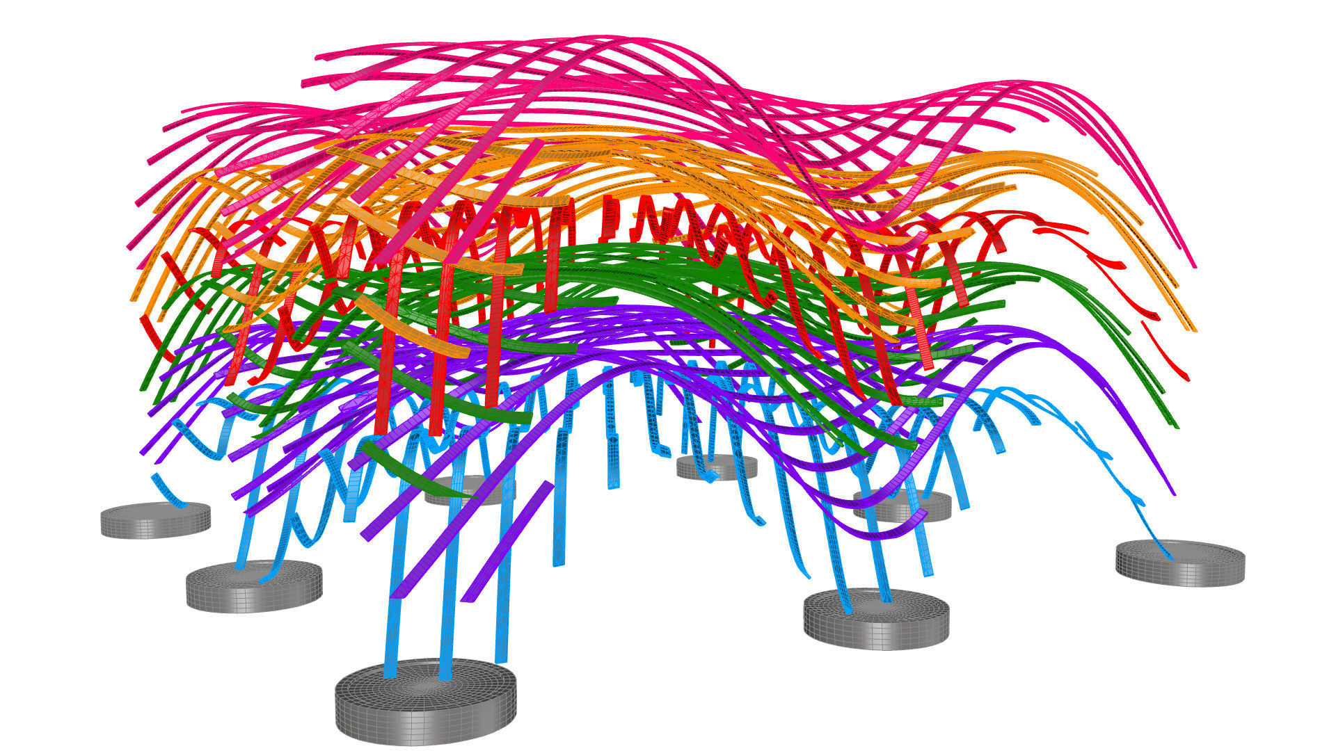 Layered Beams Parametric Pavilion 3D model_13