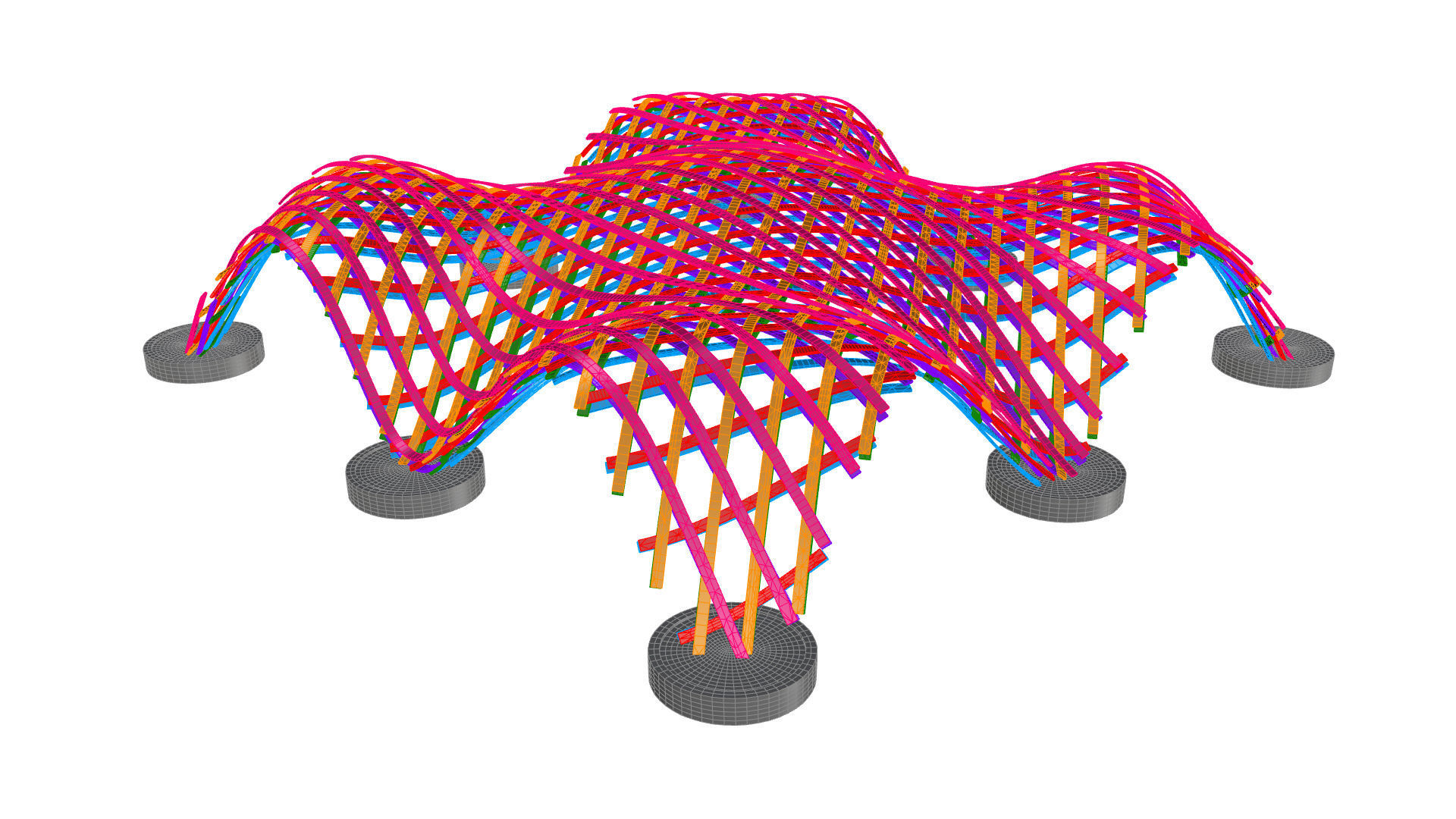 Layered Beams Parametric Pavilion 3D model_3