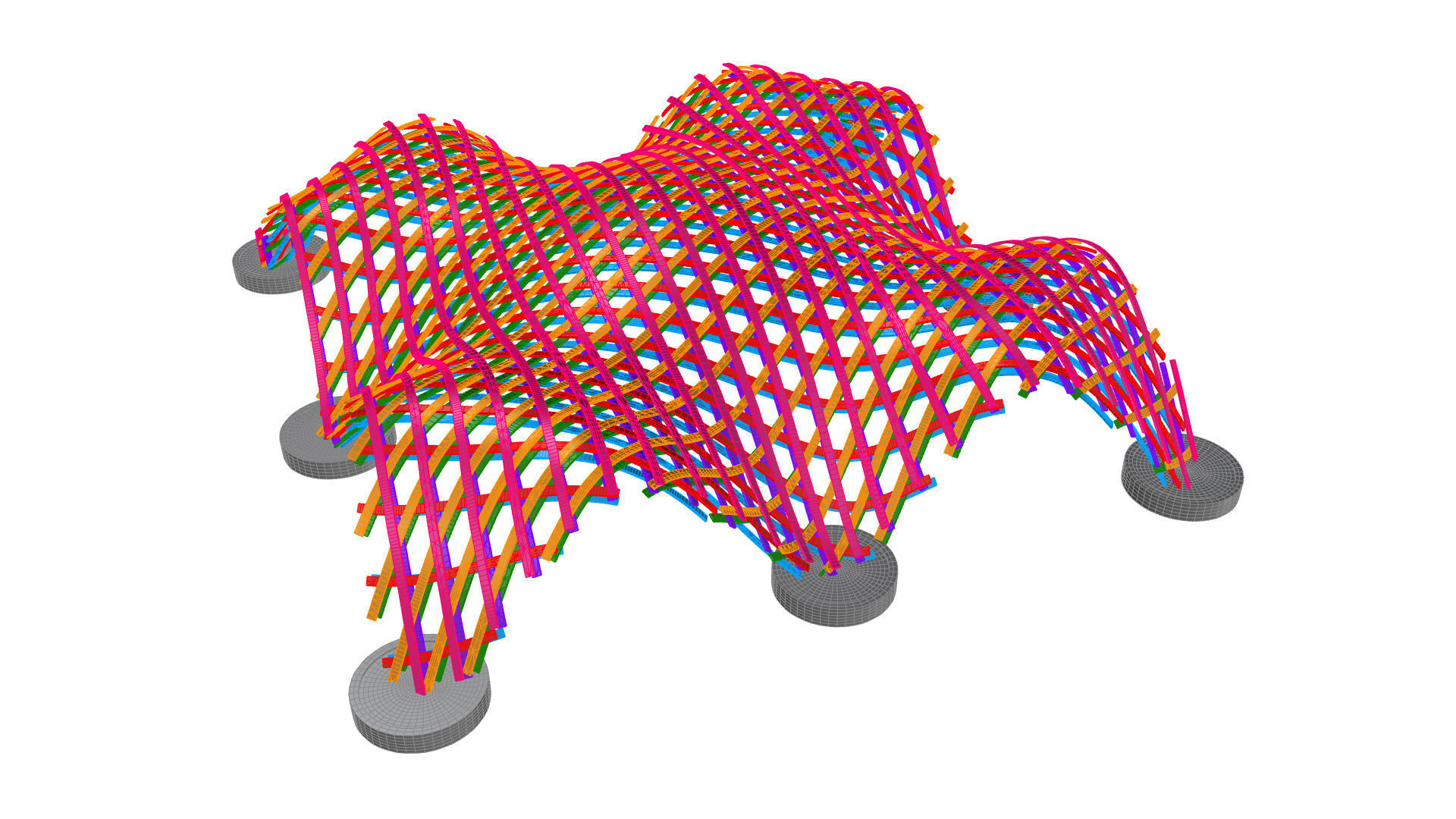 Layered Beams Parametric Pavilion 3D model_27