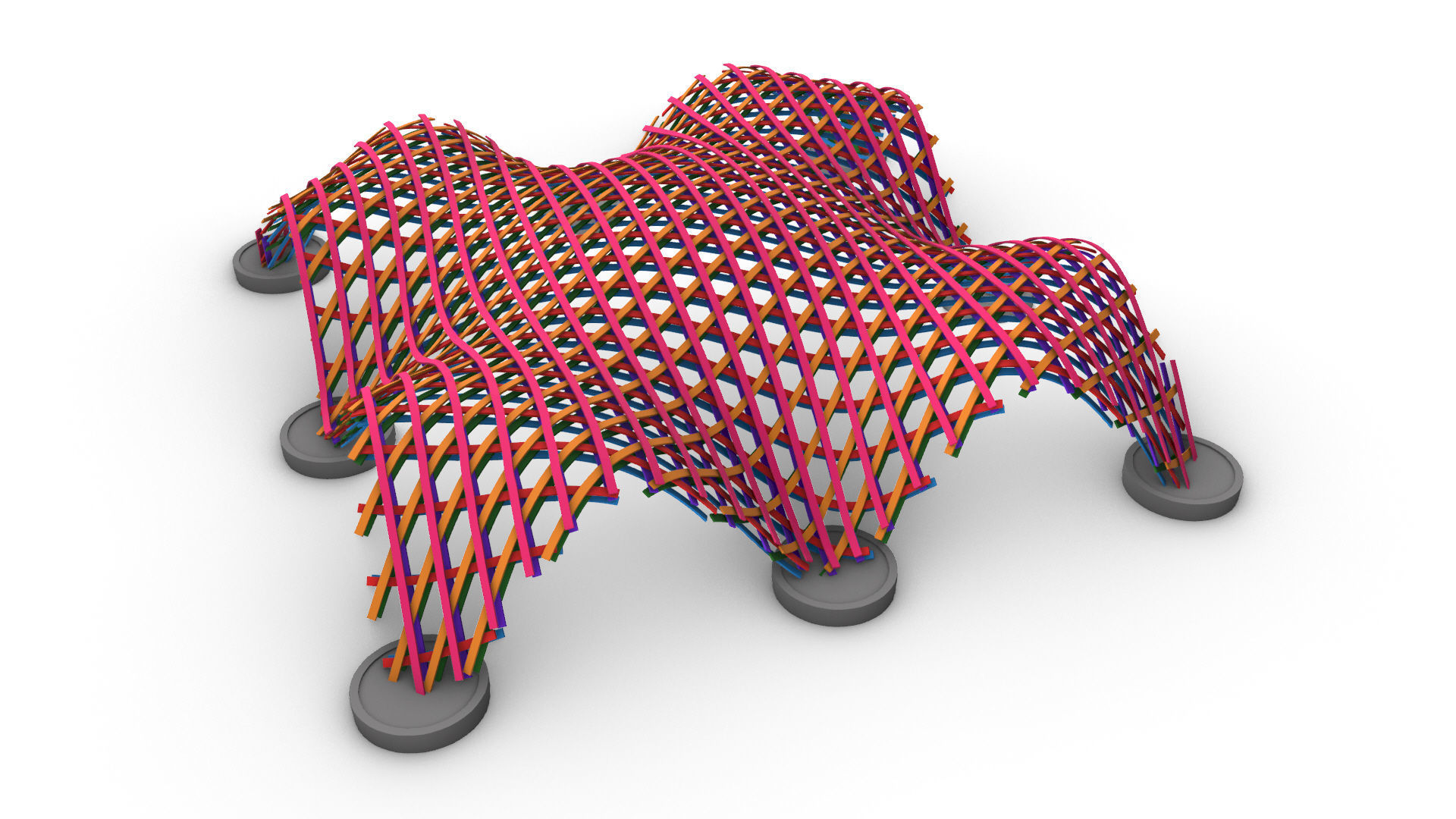 Layered Beams Parametric Pavilion 3D model_26