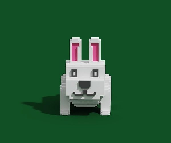 Voxel Rabbit Low-poly 3D model