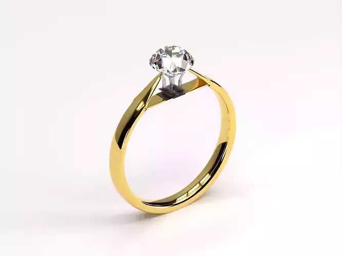 Engagment Gold Ring Silver Diamond