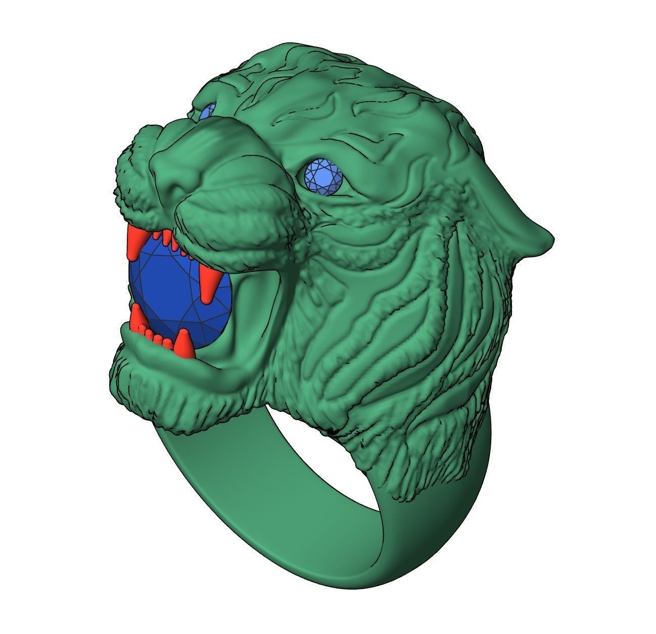 Tiger ring Free 3D print model_14