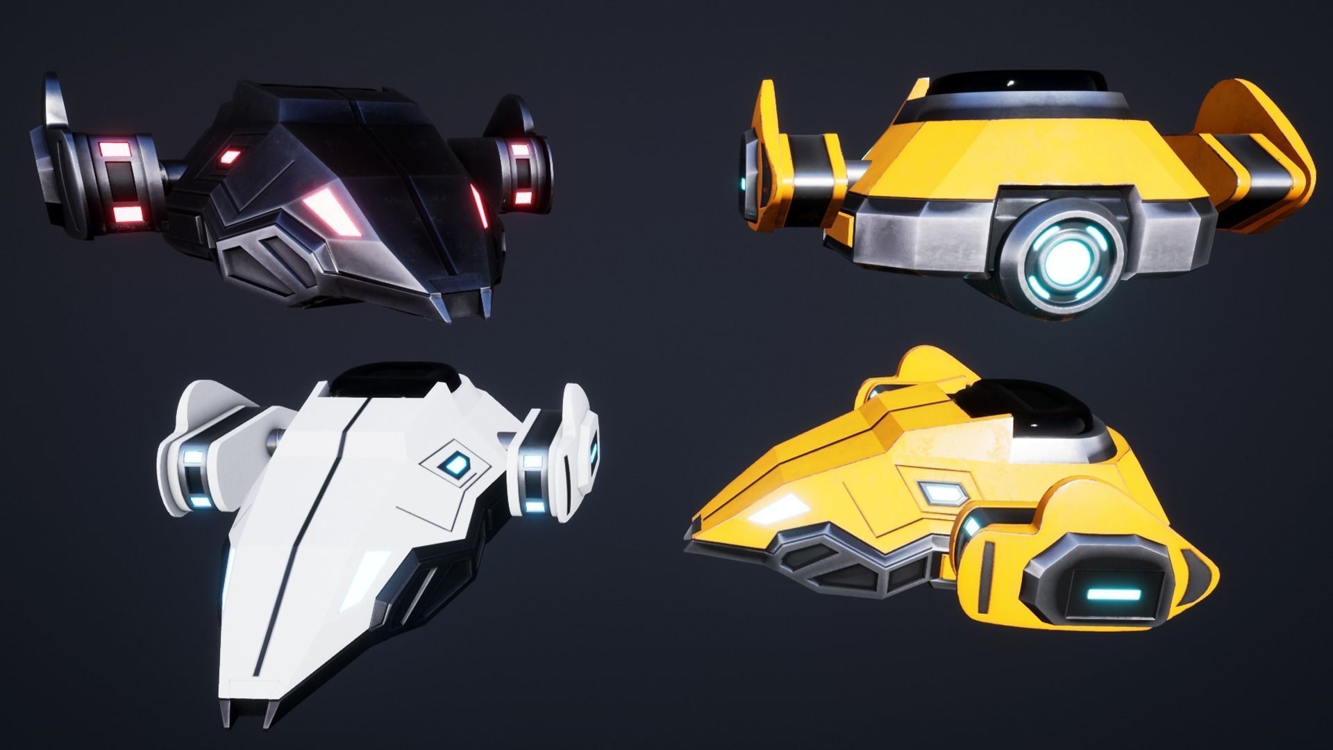 Sci Fi Robot Drone Pack Low-poly 3D model_5