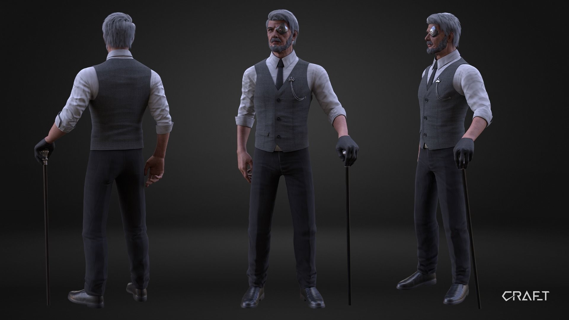 CyberPunk Man Low-poly 3D model_2