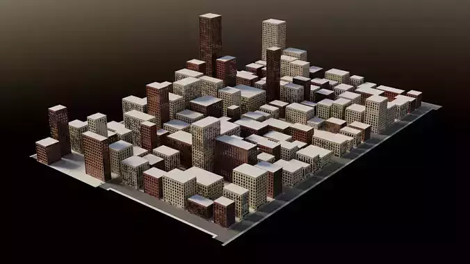 sample city modular package Low-poly 3D model