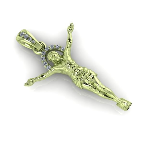 Mens Crucifix Jesus Body diamond Halo Pendant jewelry 3D print model_13