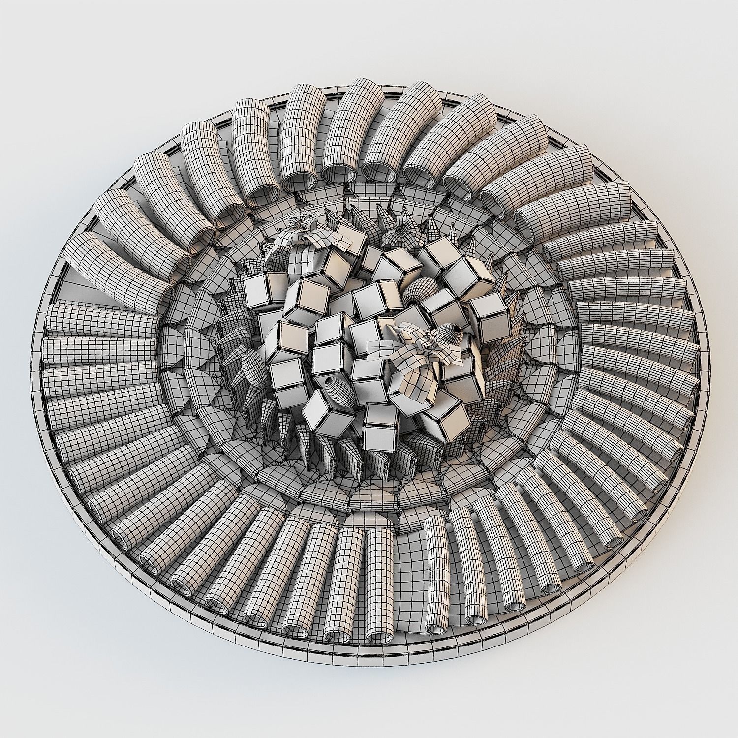 Meat platter with cheese pieces Low-poly 3D model_5