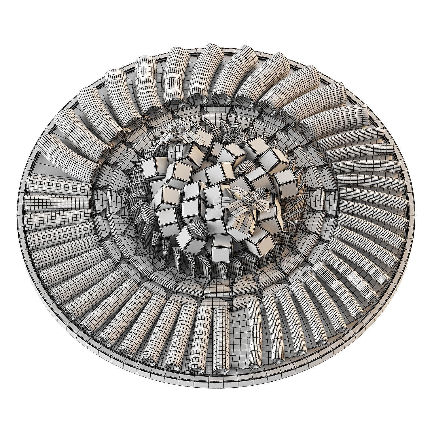 Meat platter with cheese pieces Low-poly 3D model_6