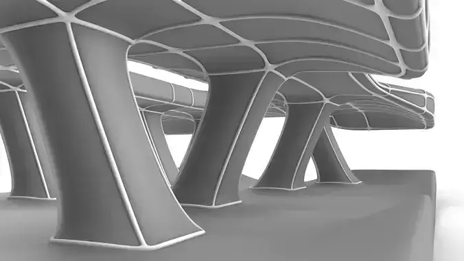 Parametric Mesh Columns Pavilion 3D model