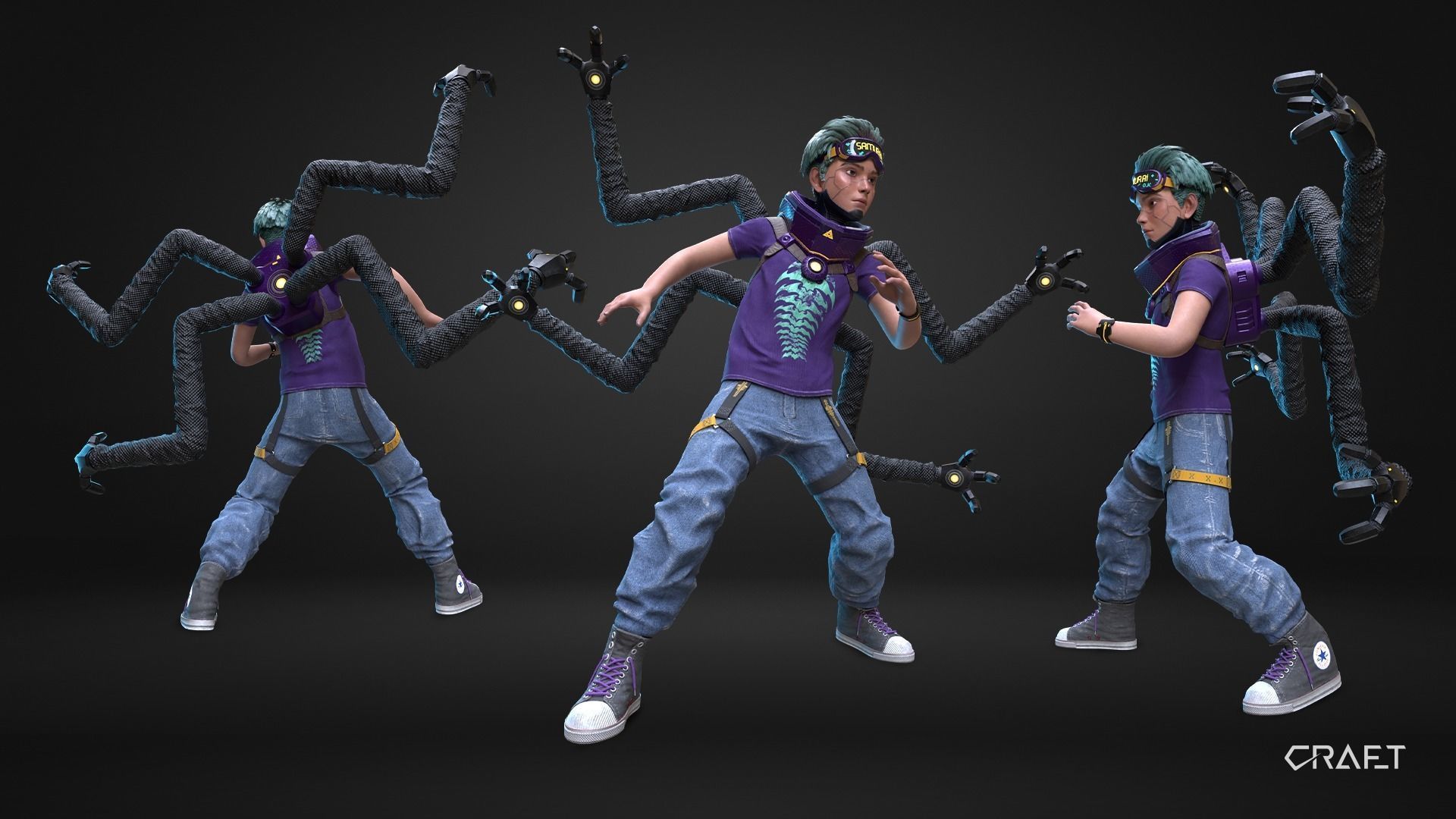 CyberPunk Boy Low-poly 3D model_2