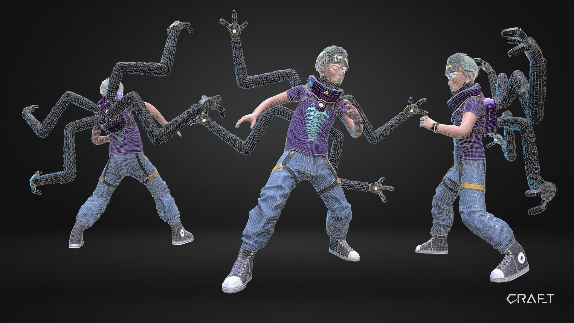 CyberPunk Boy Low-poly 3D model_3