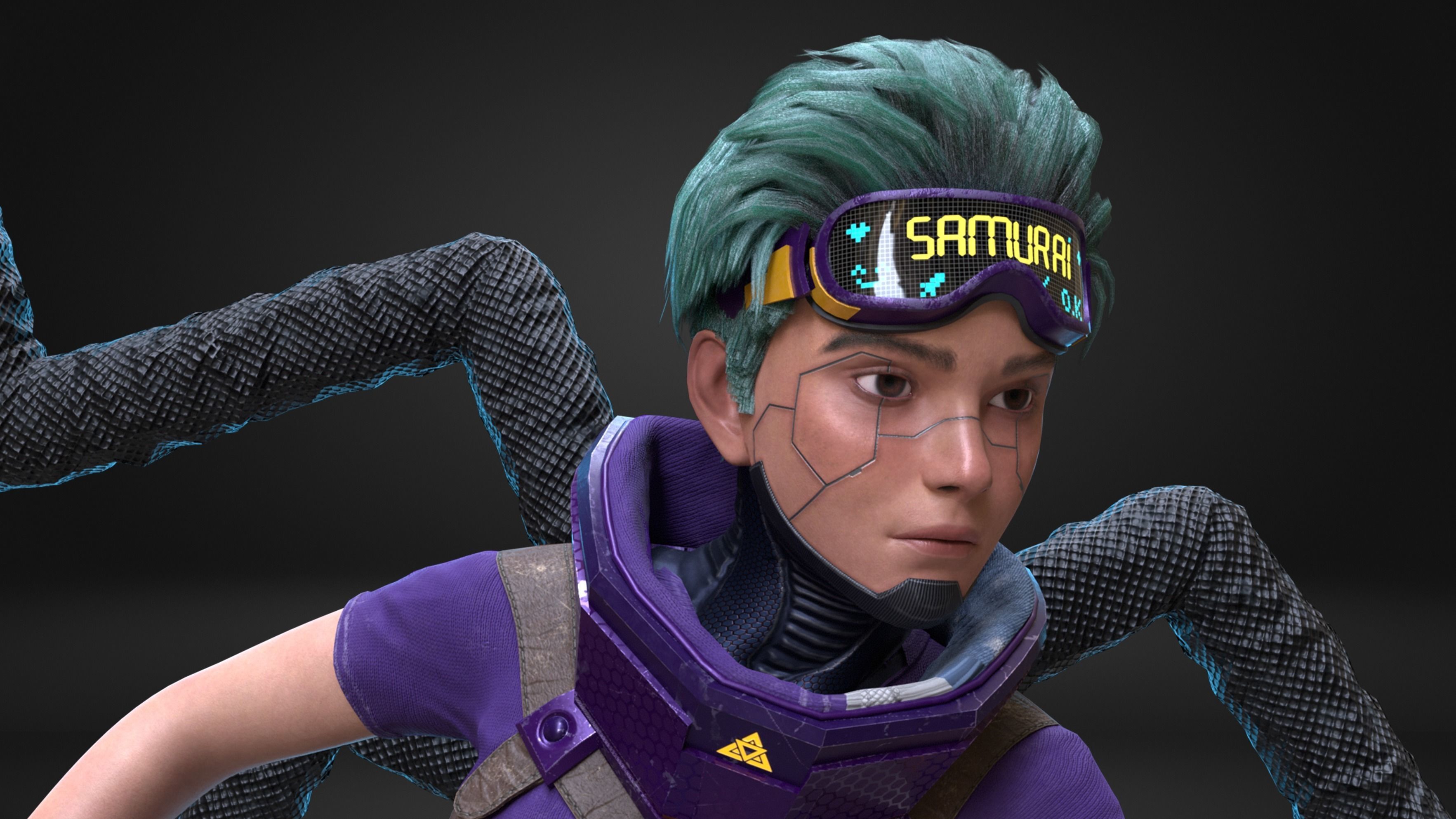 CyberPunk Boy Low-poly 3D model_1