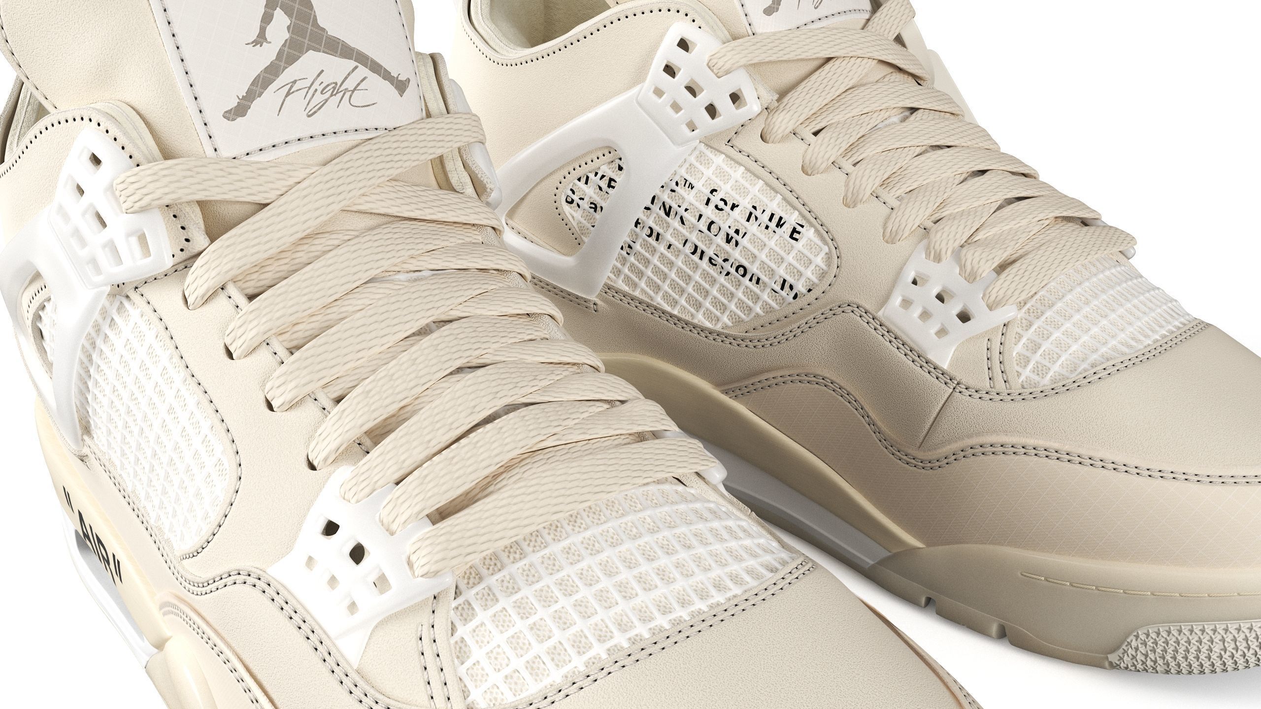 Jordan 4 Retro Off White Sail PBR Low-poly 3D model_7