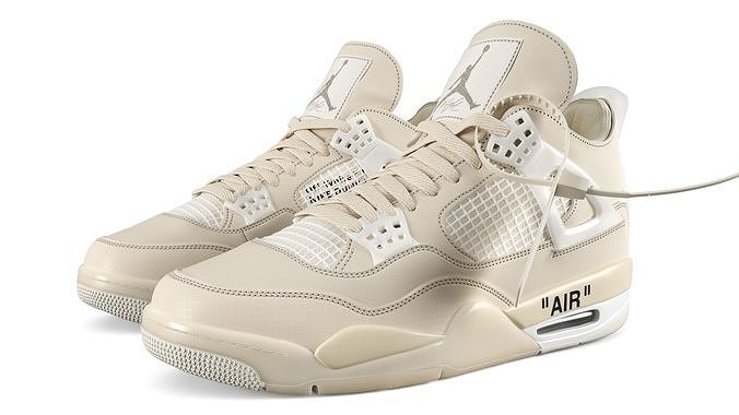 Jordan 4 Retro Off White Sail PBR Low-poly 3D model