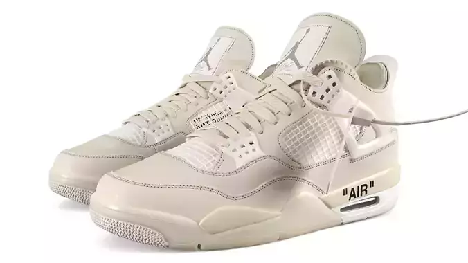 Jordan 4 Retro Off White Sail PBR Low-poly 3D model