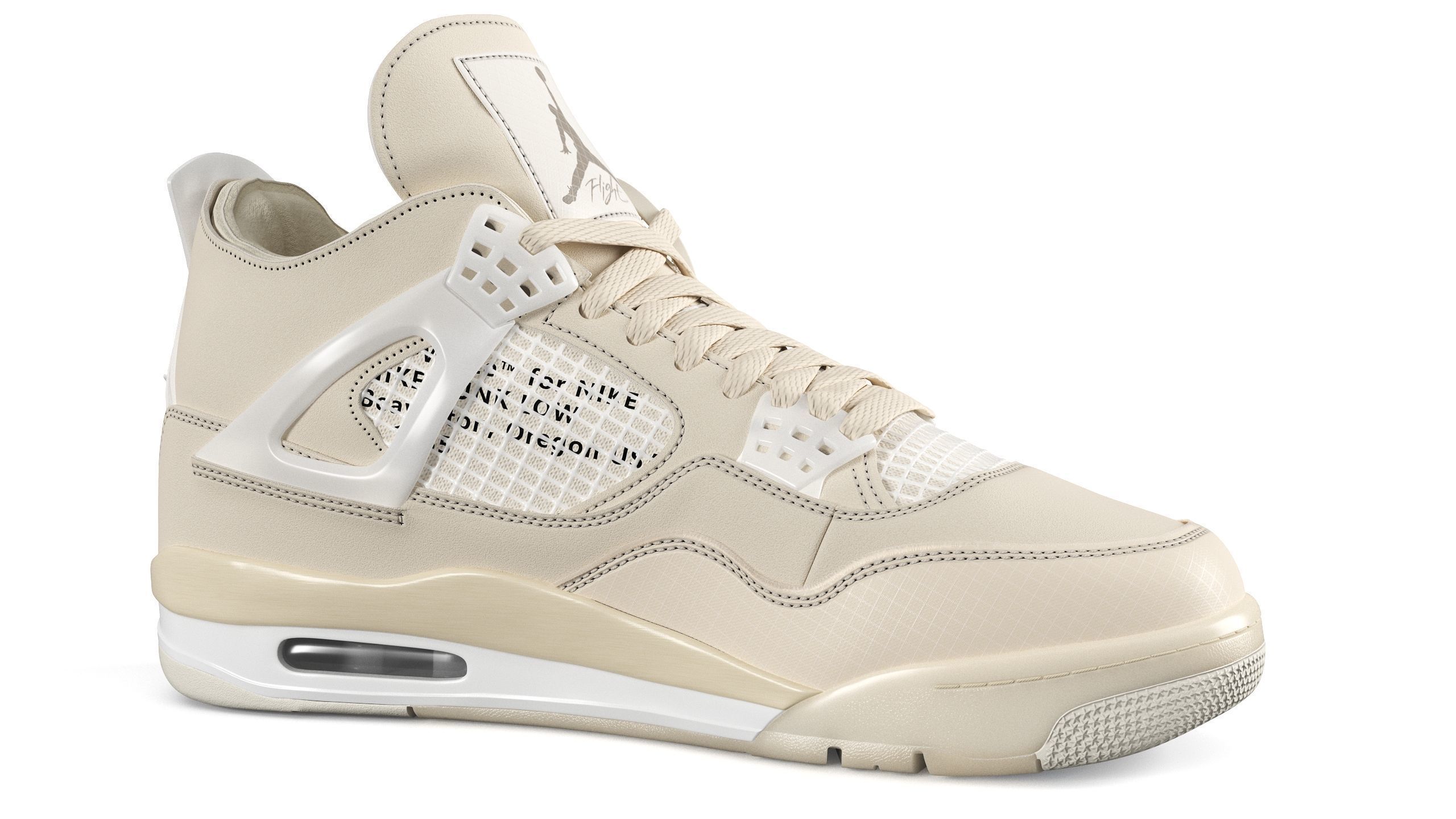 Jordan 4 Retro Off White Sail PBR Low-poly 3D model_8