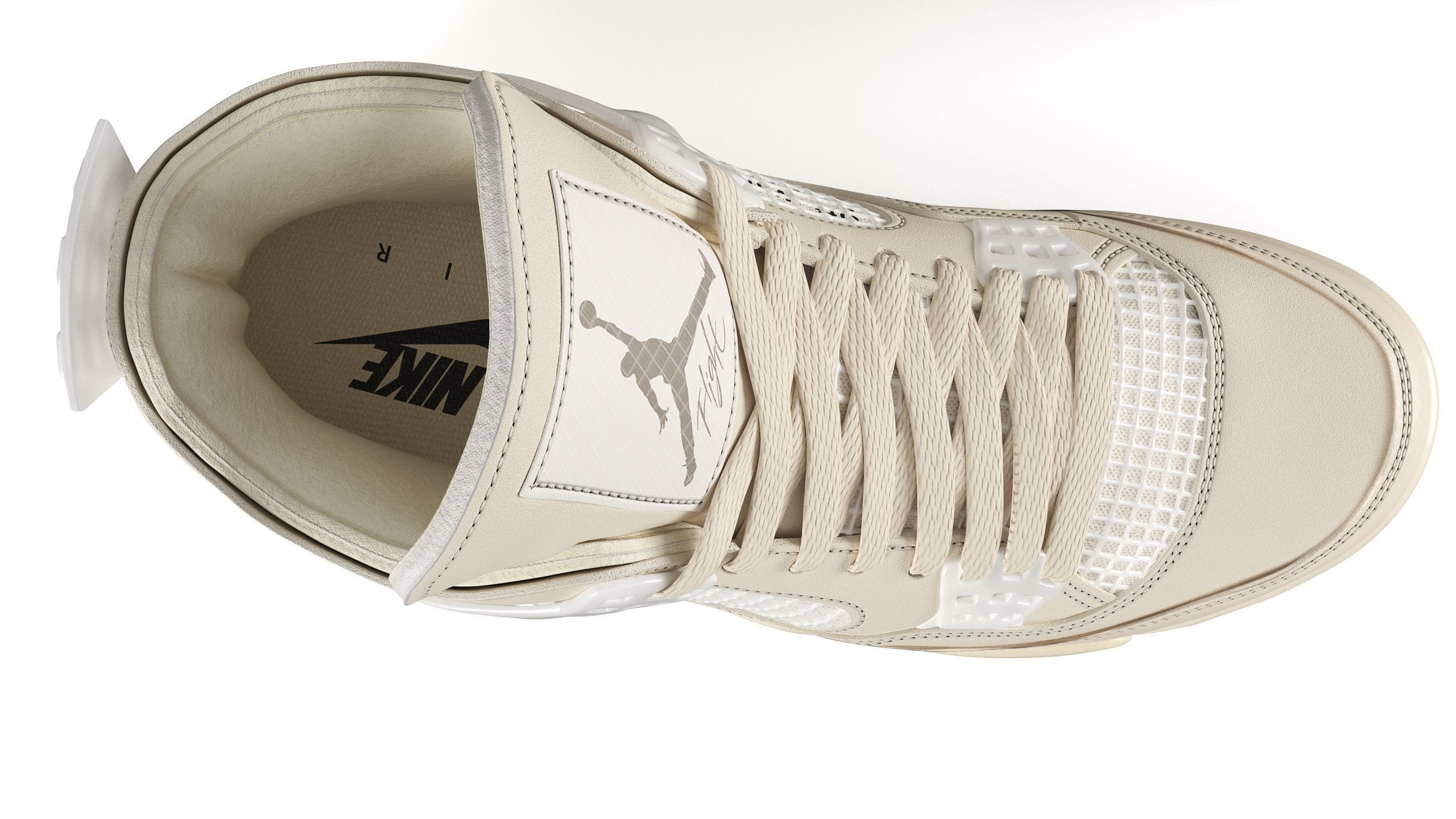 Jordan 4 Retro Off White Sail PBR Low-poly 3D model_4