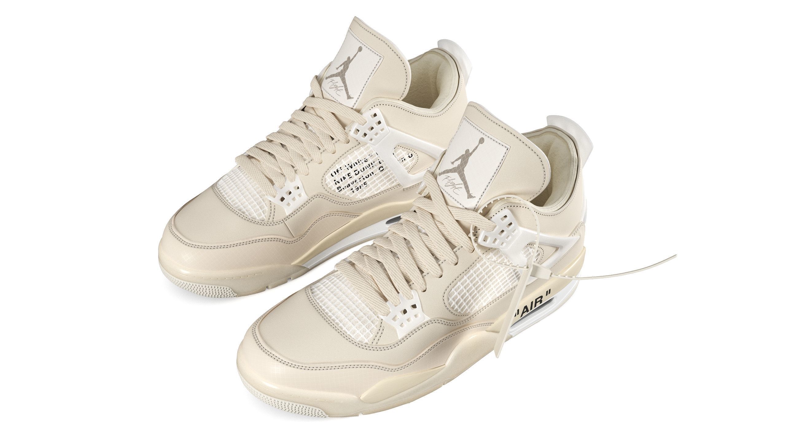 Jordan 4 Retro Off White Sail PBR Low-poly 3D model_5