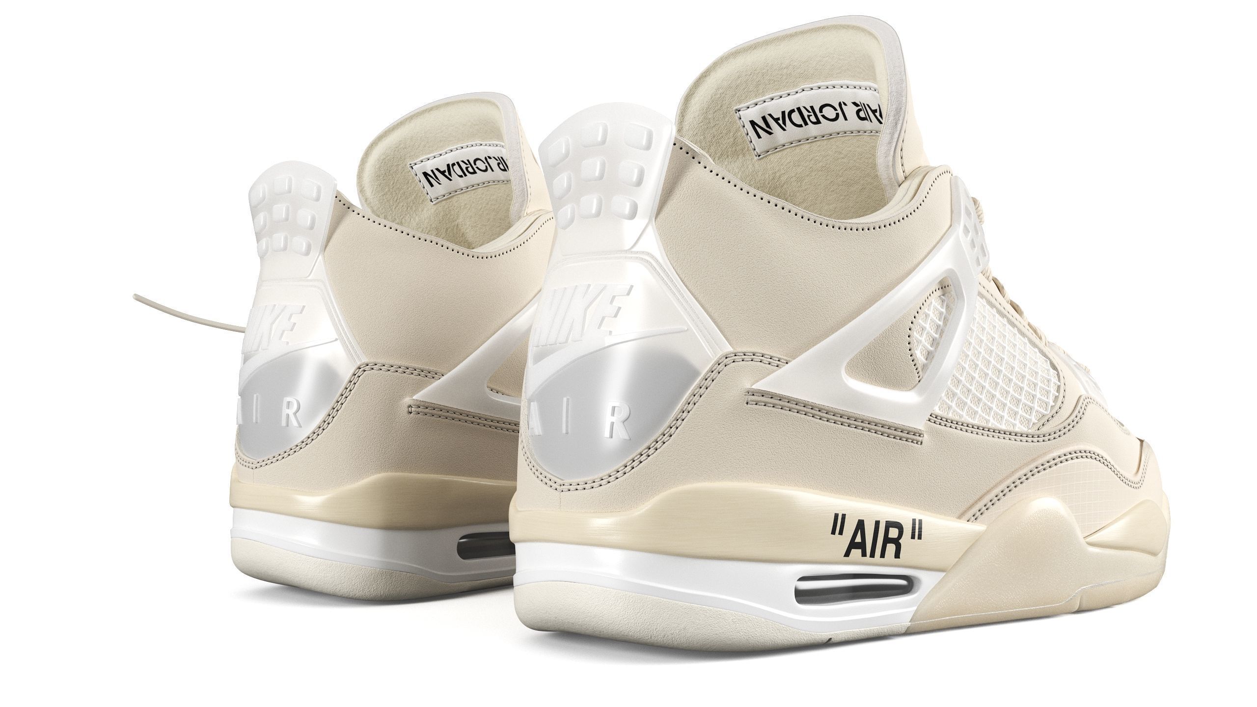 Jordan 4 Retro Off White Sail PBR Low-poly 3D model_3