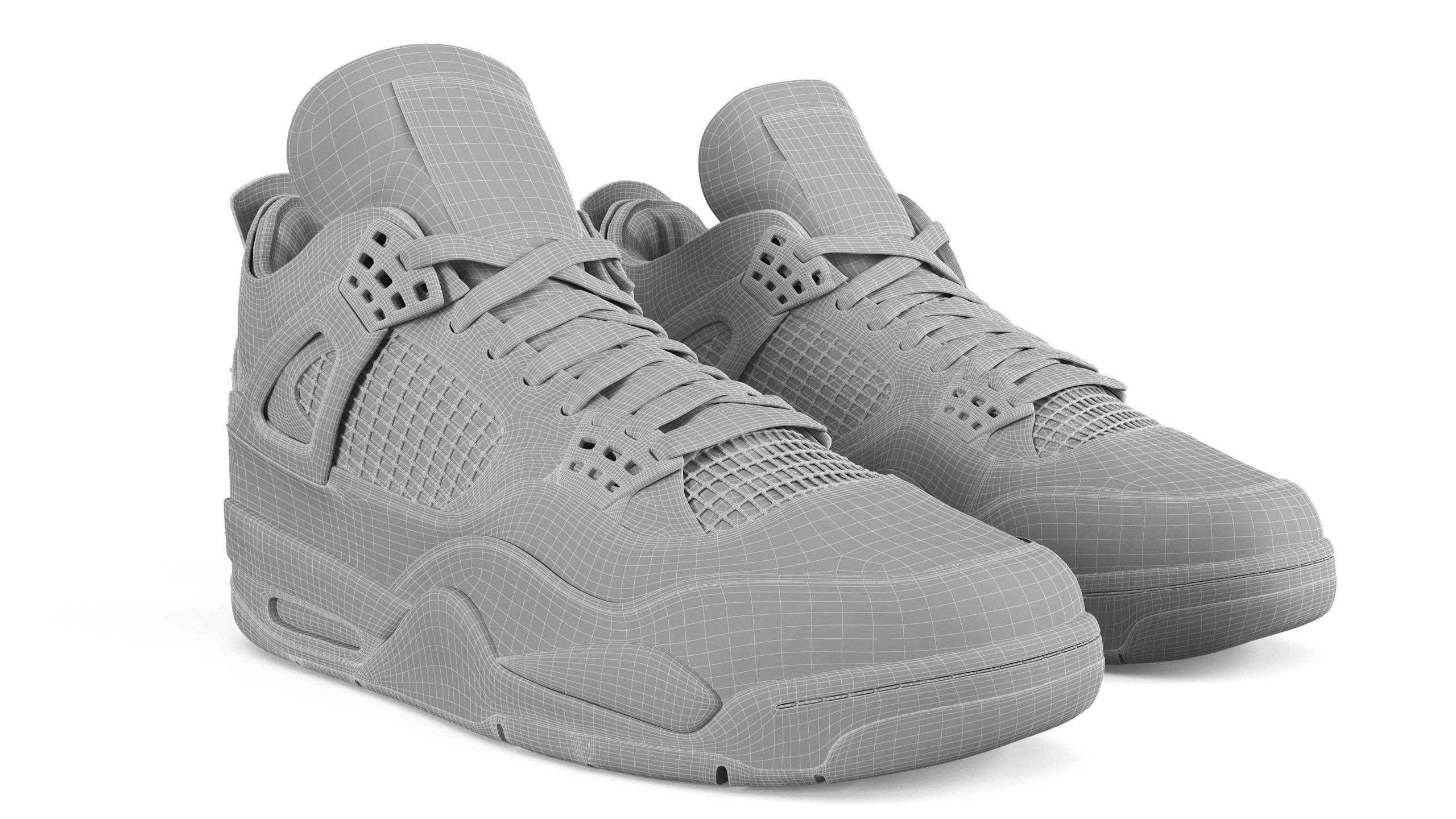 Jordan 4 Retro Off White Sail PBR Low-poly 3D model_11