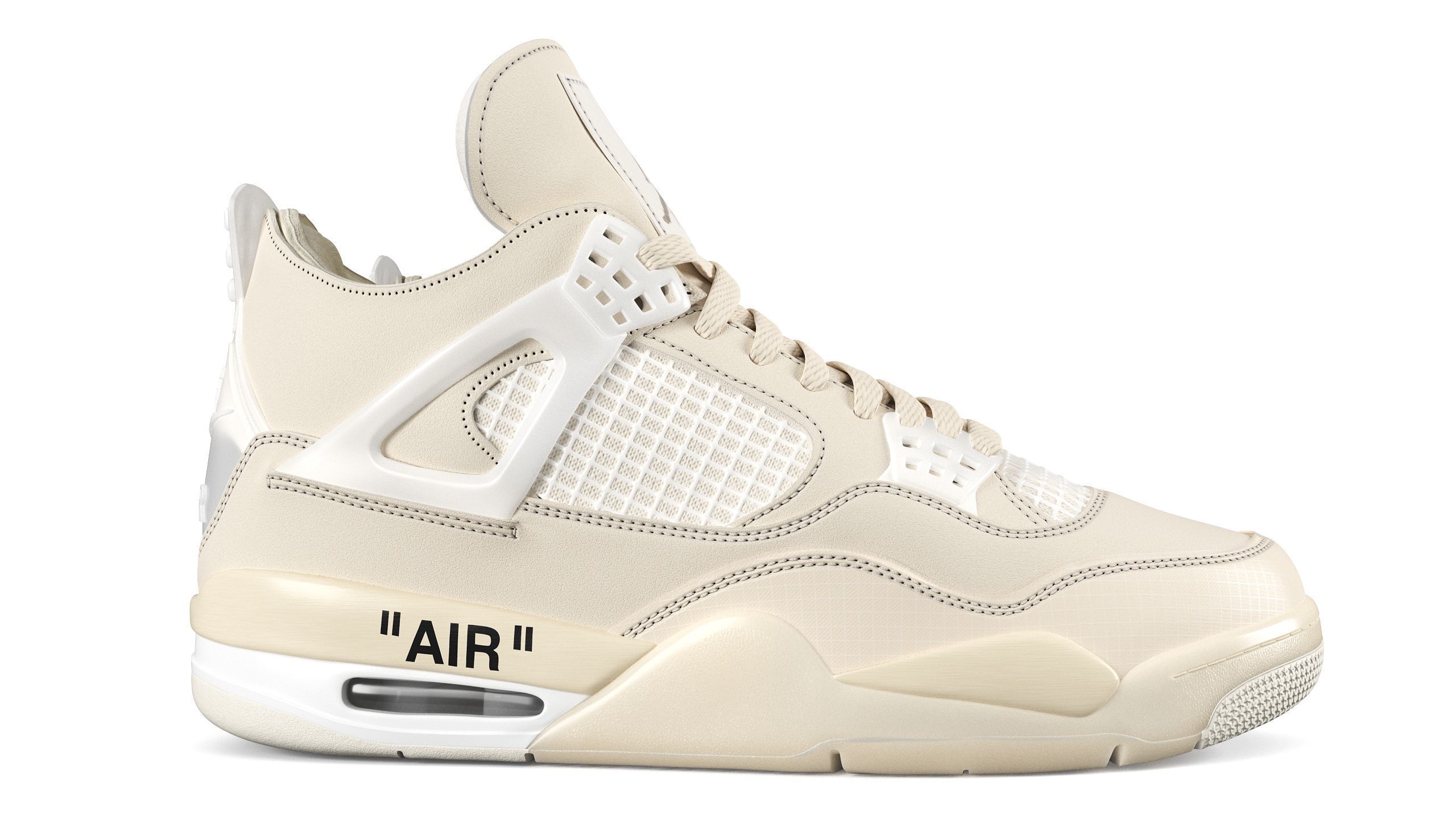 Jordan 4 Retro Off White Sail PBR Low-poly 3D model_2