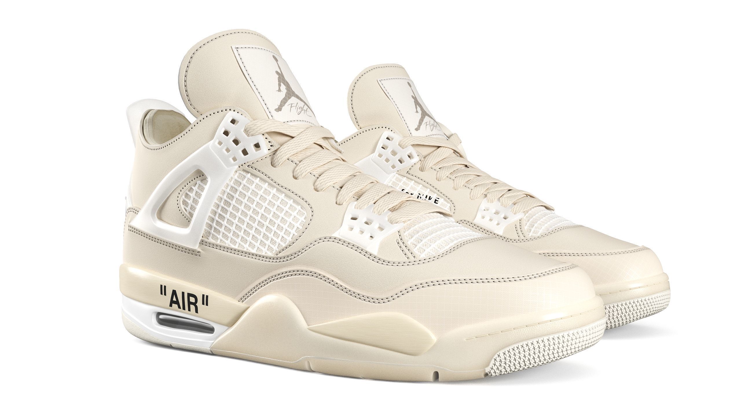 Jordan 4 Retro Off White Sail PBR Low-poly 3D model_1