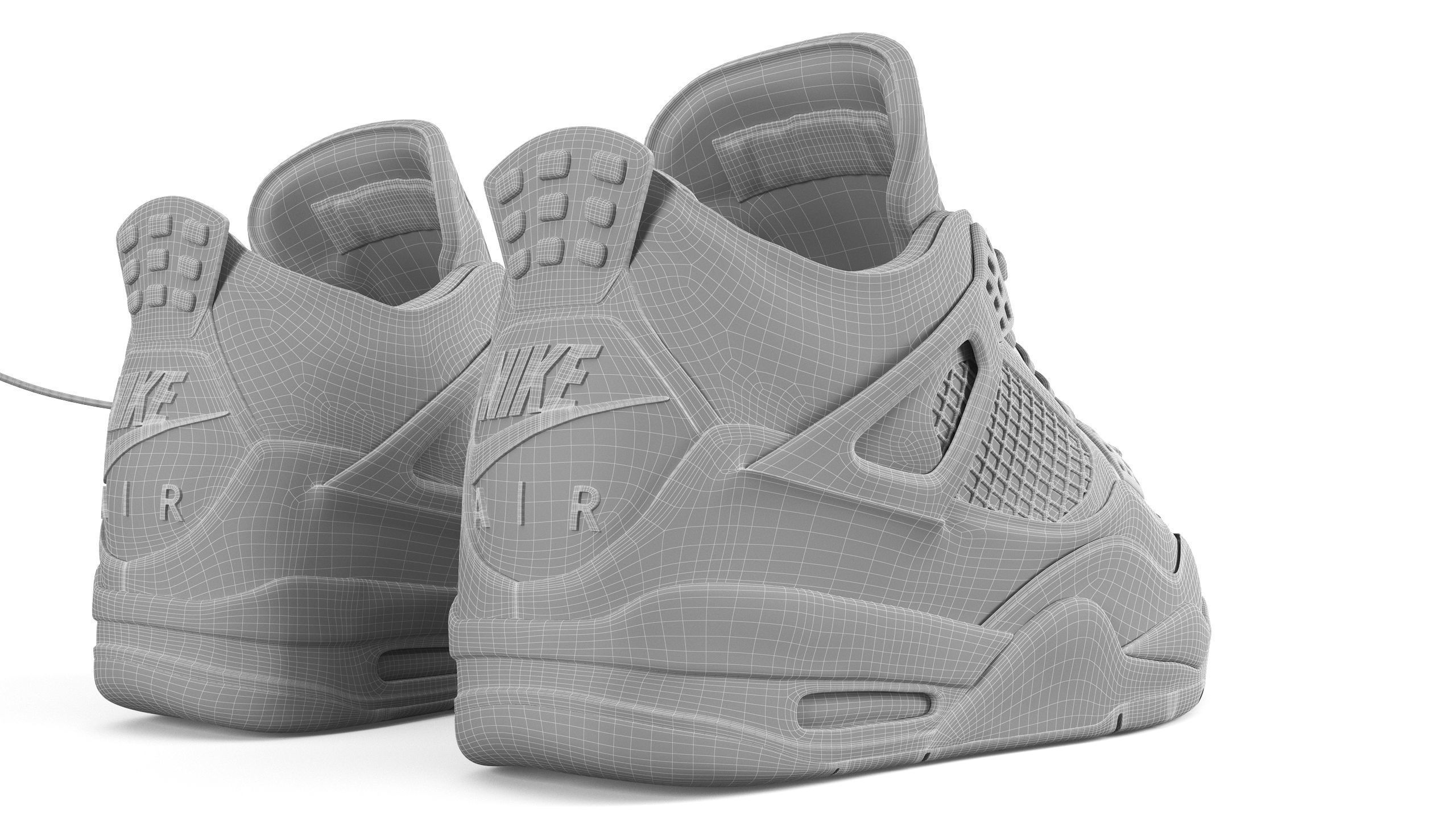 Jordan 4 Retro Off White Sail PBR Low-poly 3D model_12