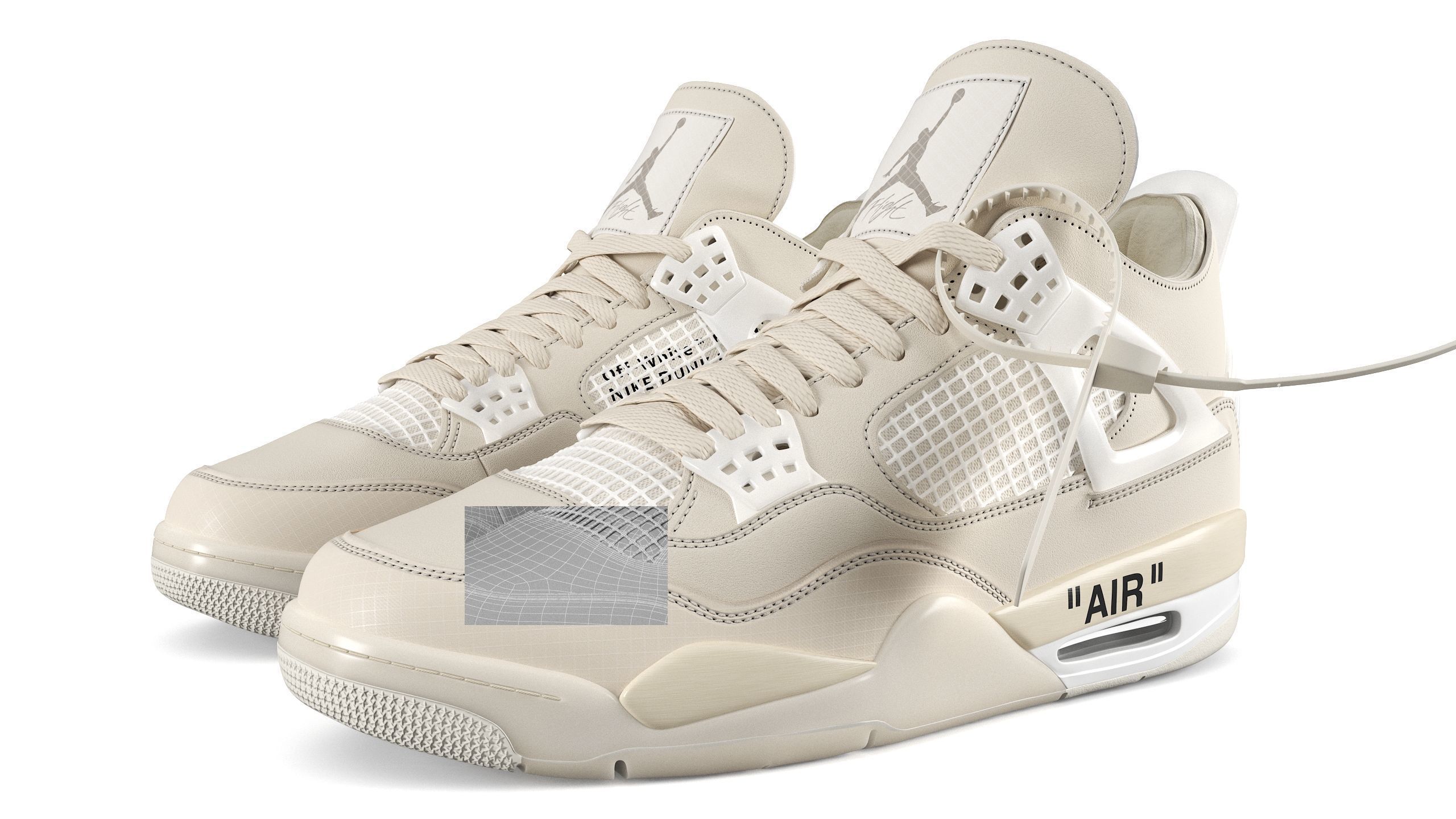 Jordan 4 Retro Off White Sail PBR Low-poly 3D model_10