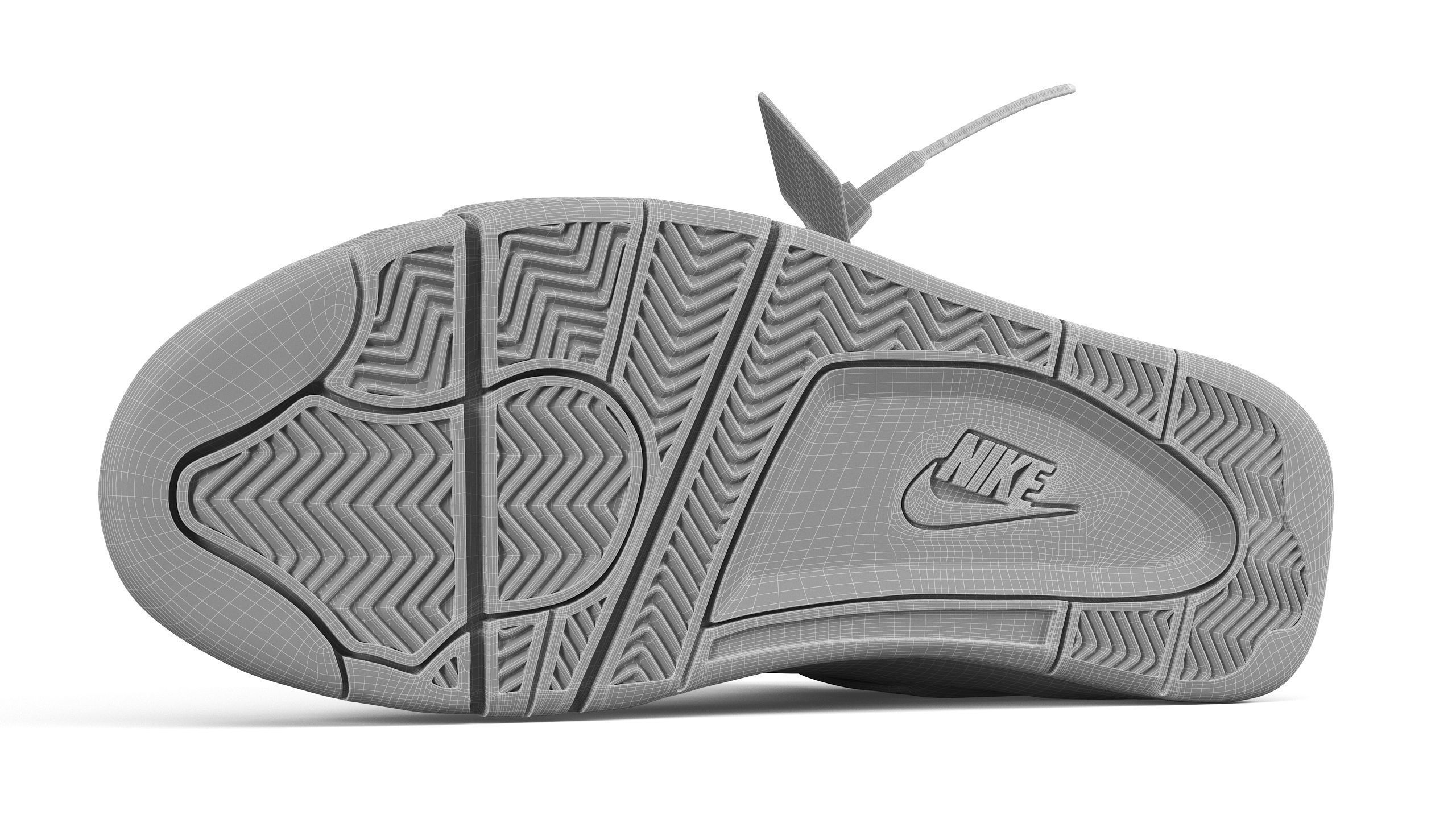 Jordan 4 Retro Off White Sail PBR Low-poly 3D model_14