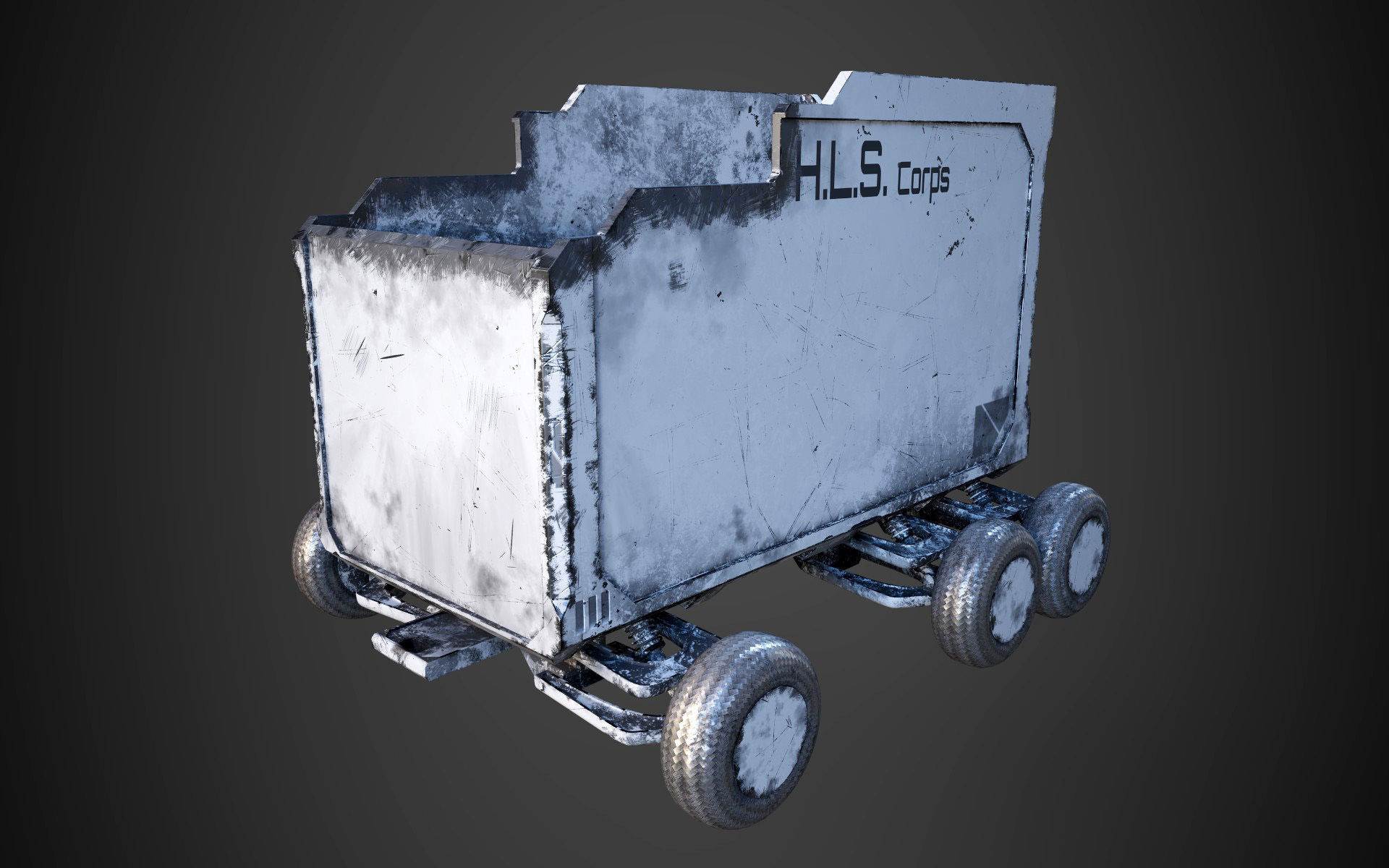 Sci-Fi Mine Cart Low-poly 3D model_3