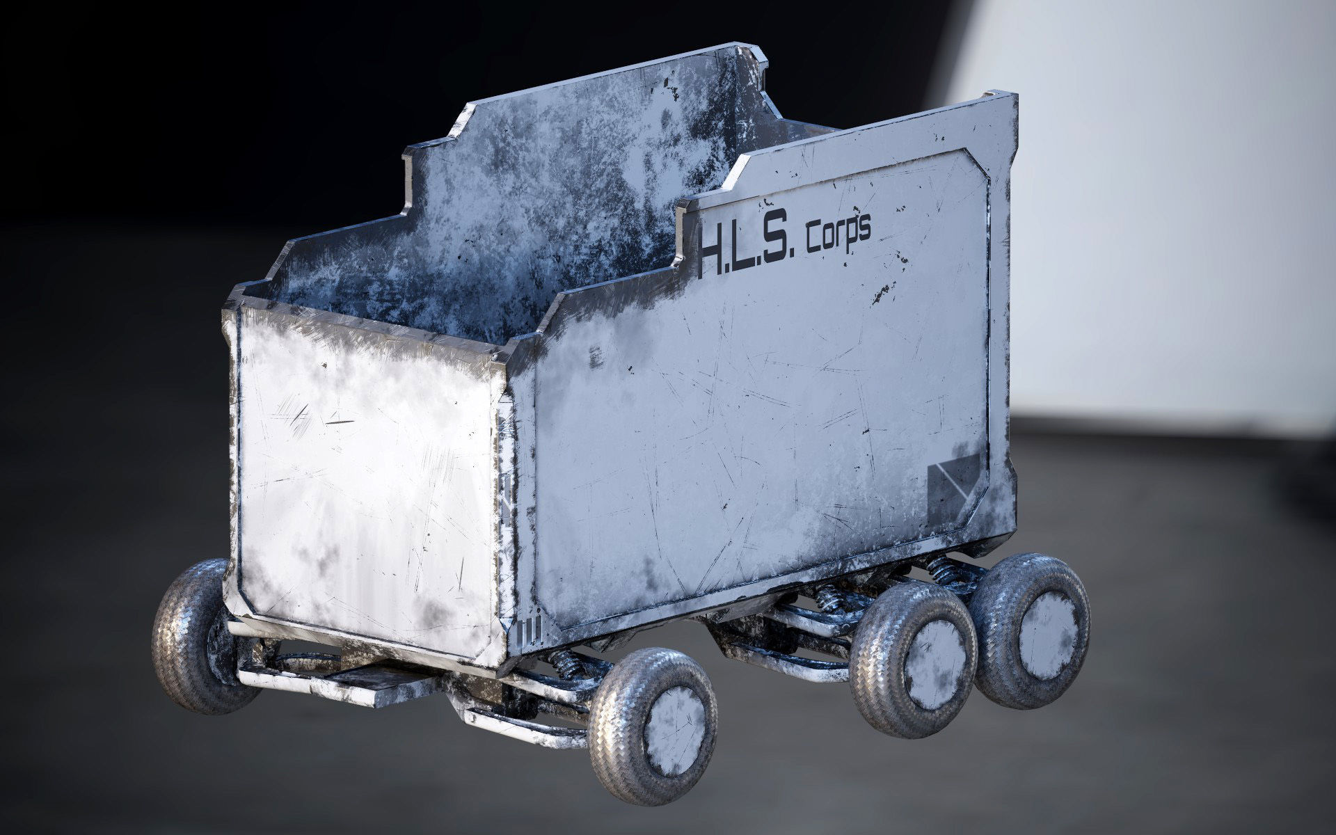 Sci-Fi Mine Cart Low-poly 3D model_1