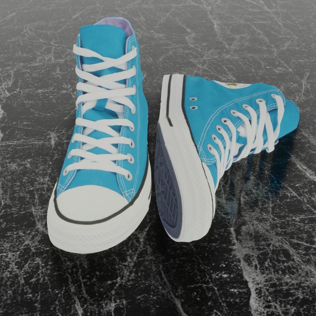CONVERSE 3D SHOES - LIGHT BLUE Low-poly 3D model_3
