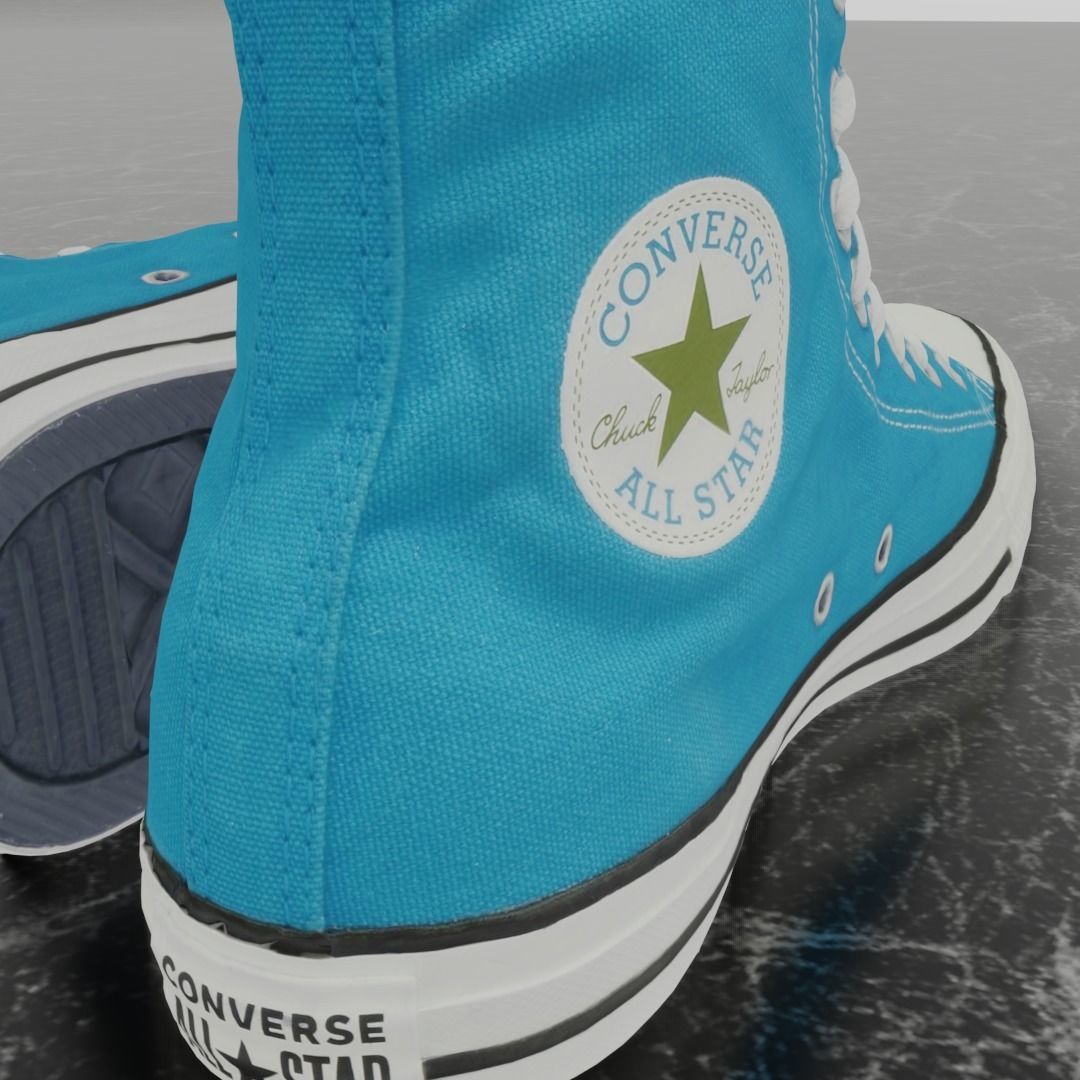 CONVERSE 3D SHOES - LIGHT BLUE Low-poly 3D model_11