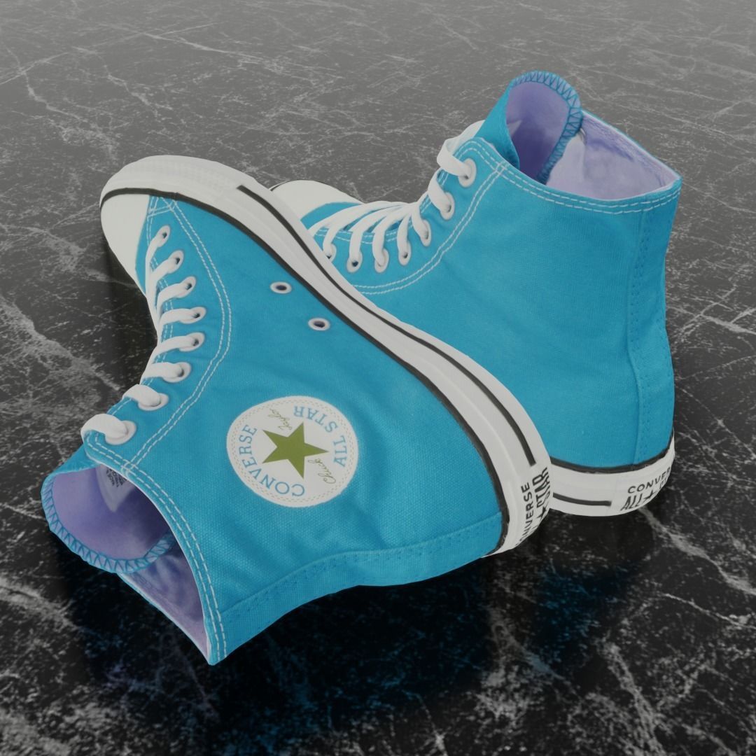CONVERSE 3D SHOES - LIGHT BLUE Low-poly 3D model_6