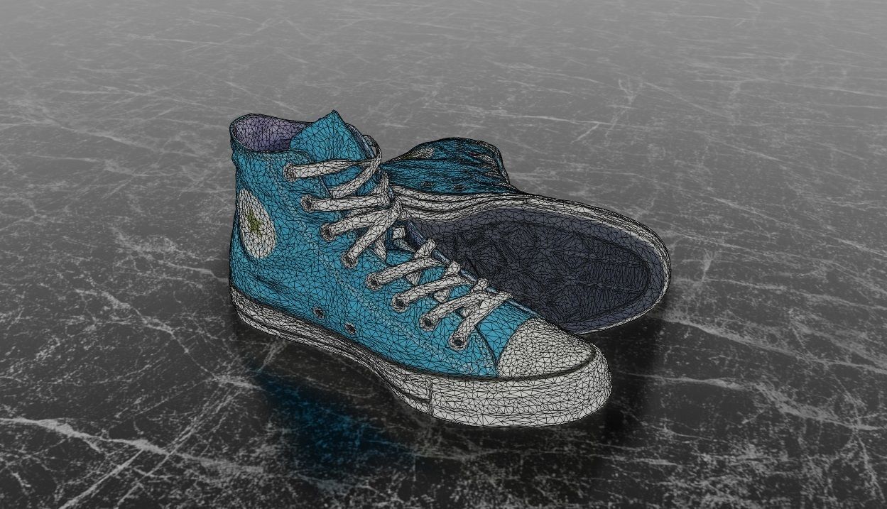 CONVERSE 3D SHOES - LIGHT BLUE Low-poly 3D model_12