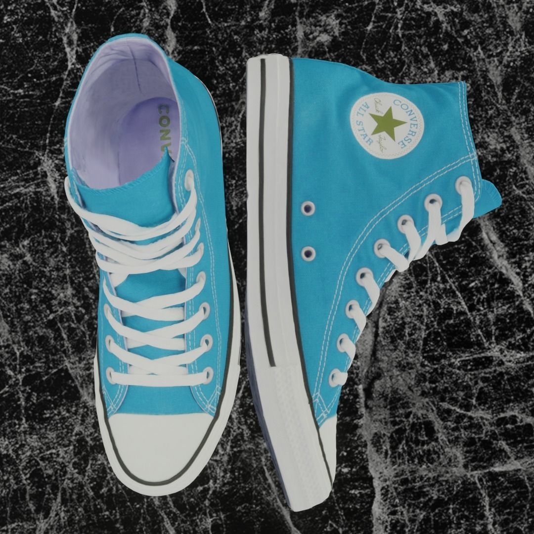 CONVERSE 3D SHOES - LIGHT BLUE Low-poly 3D model_2