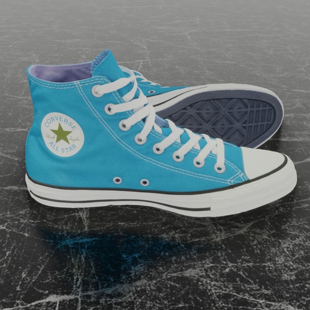 CONVERSE 3D SHOES - LIGHT BLUE Low-poly 3D model_4