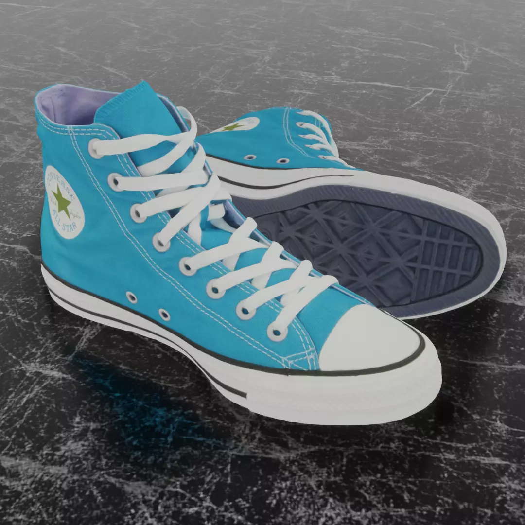 CONVERSE 3D SHOES - LIGHT BLUE Low-poly 3D model_0