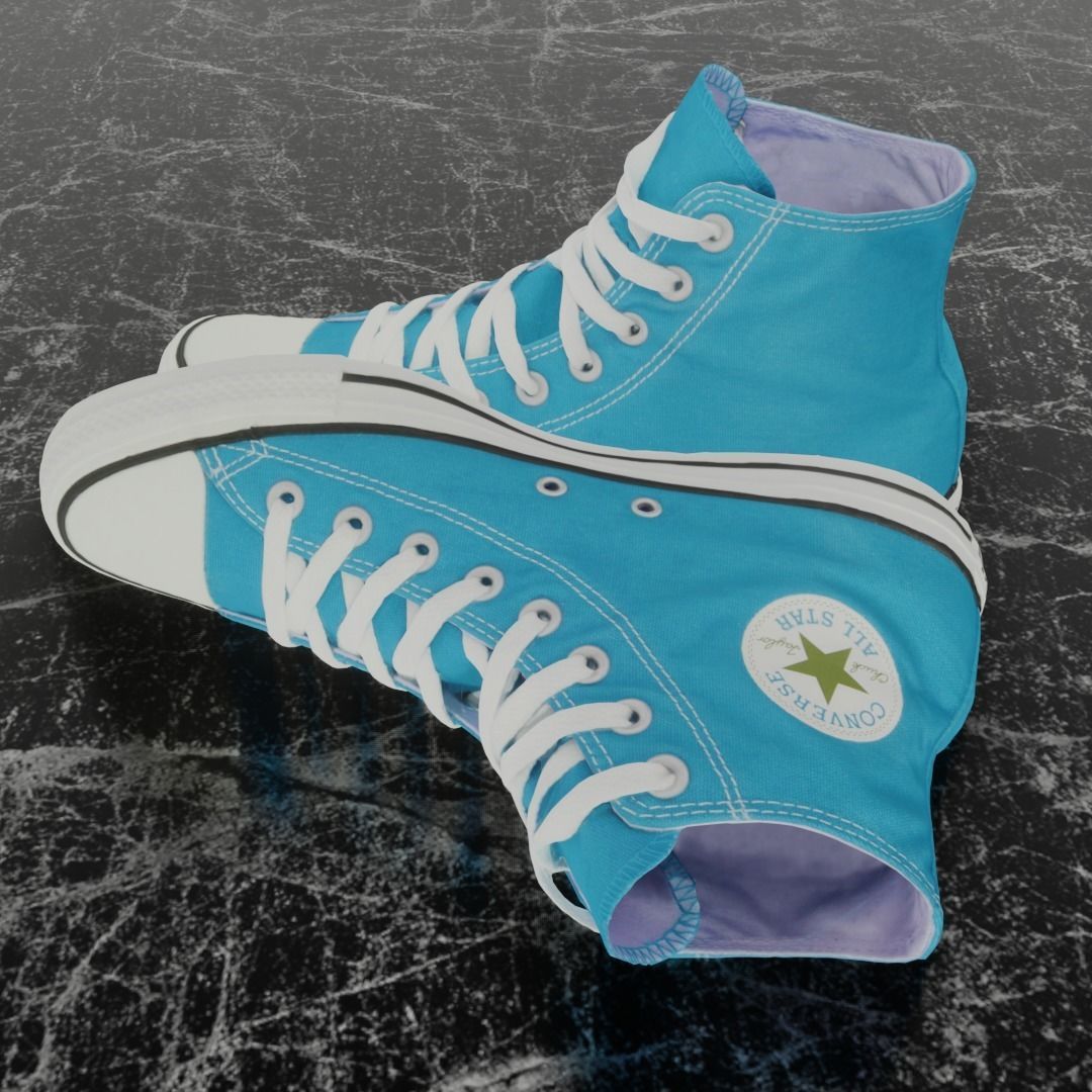 CONVERSE 3D SHOES - LIGHT BLUE Low-poly 3D model_7