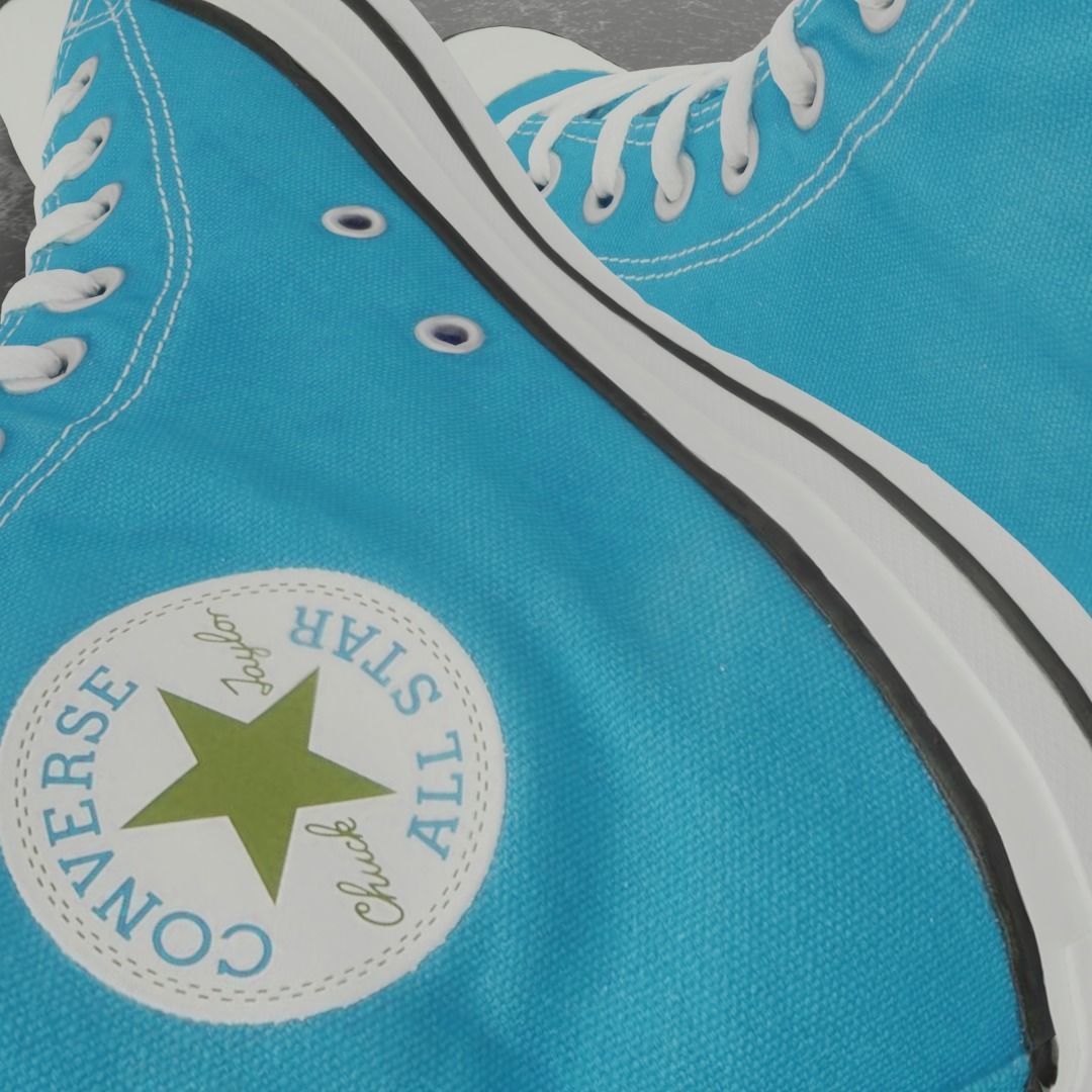 CONVERSE 3D SHOES - LIGHT BLUE Low-poly 3D model_8