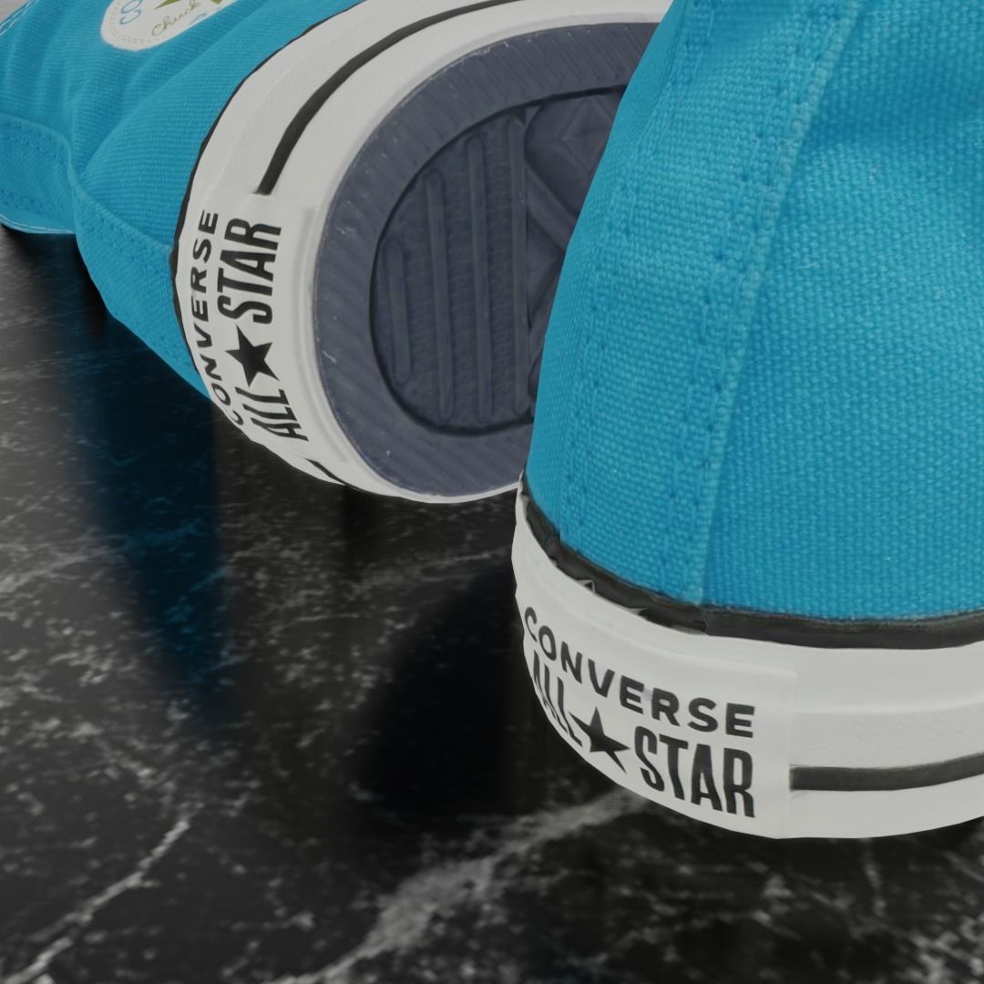 CONVERSE 3D SHOES - LIGHT BLUE Low-poly 3D model_9