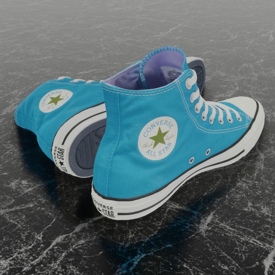 CONVERSE 3D SHOES - LIGHT BLUE Low-poly 3D model_5
