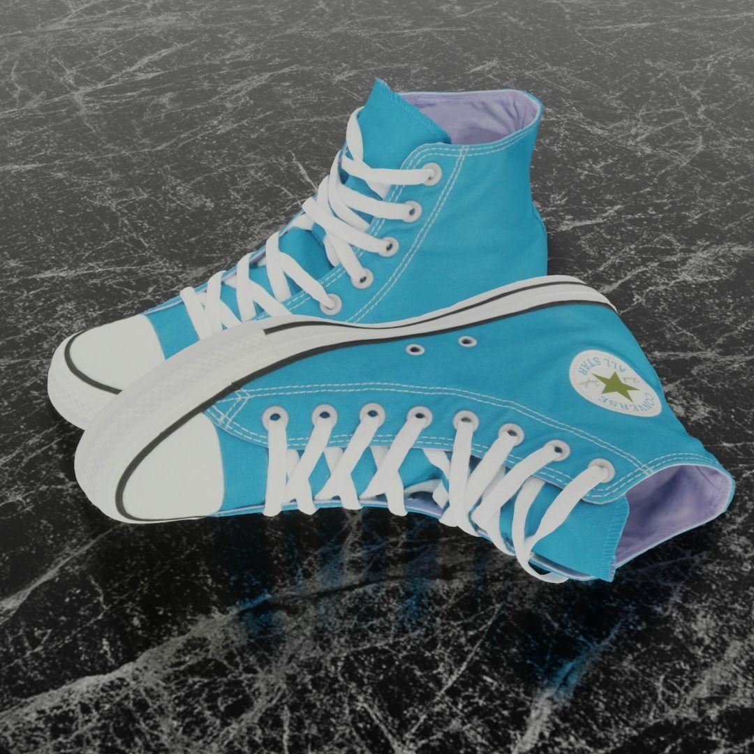 CONVERSE 3D SHOES - LIGHT BLUE Low-poly 3D model_1