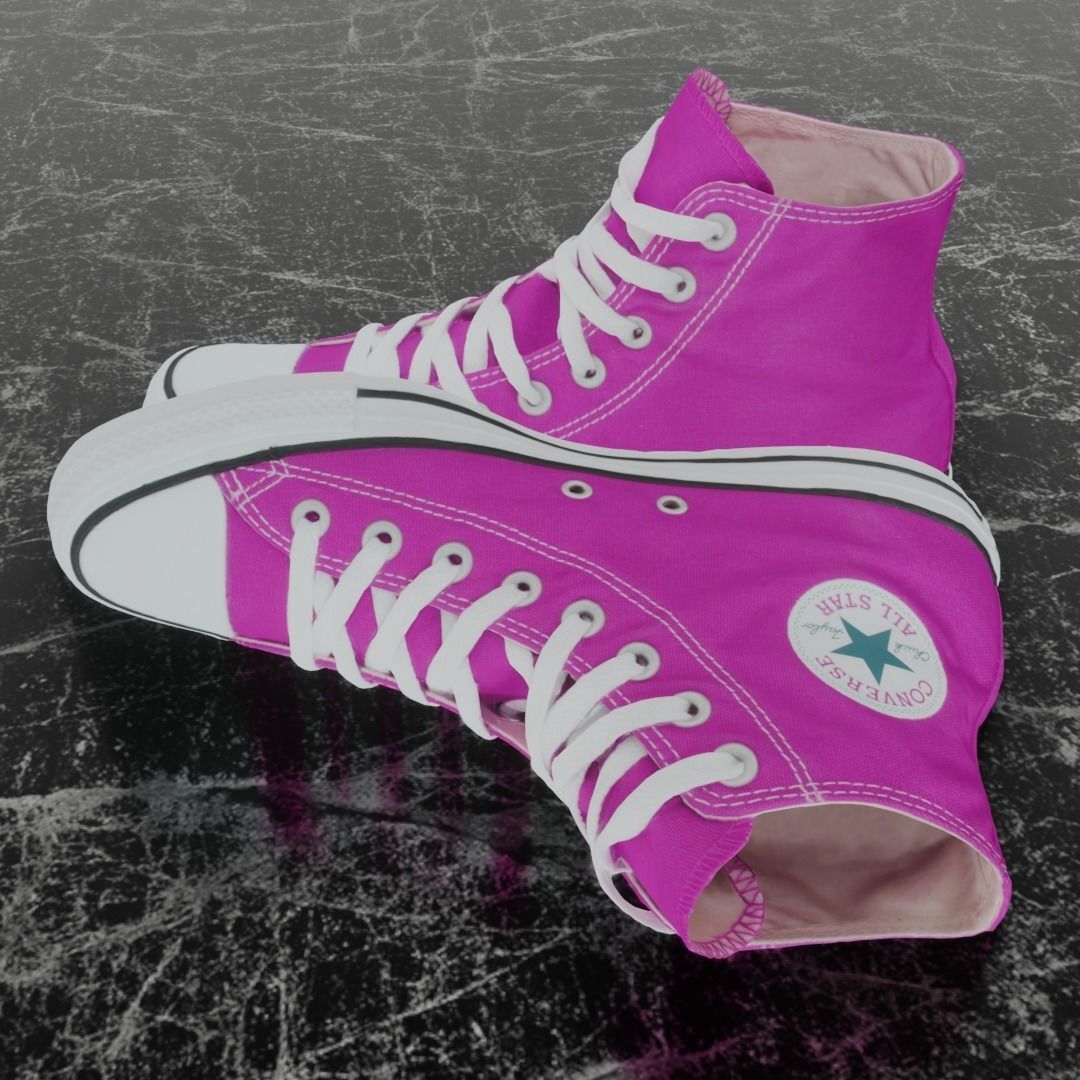 CONVERSE 3D SHOES - PINK Low-poly 3D model_7
