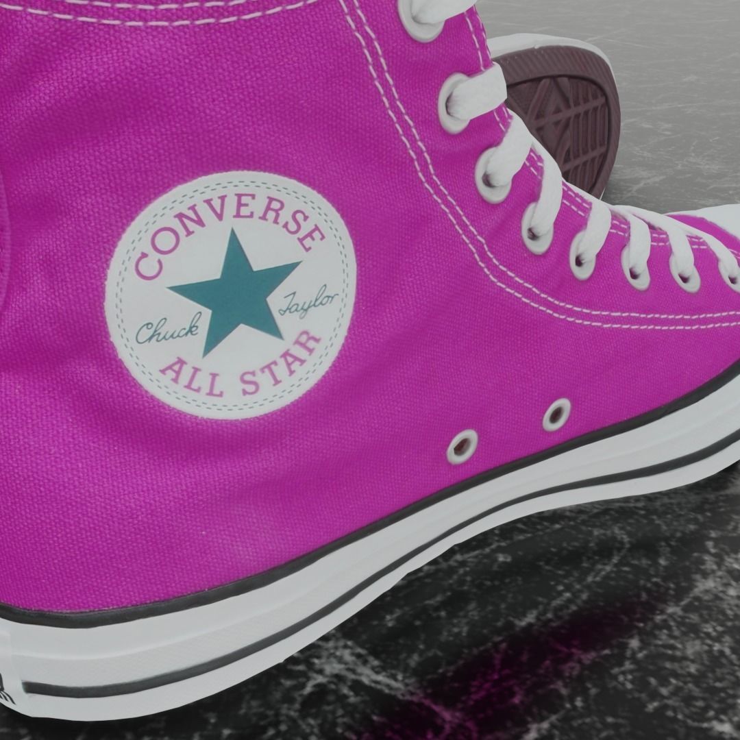 CONVERSE 3D SHOES - PINK Low-poly 3D model_9